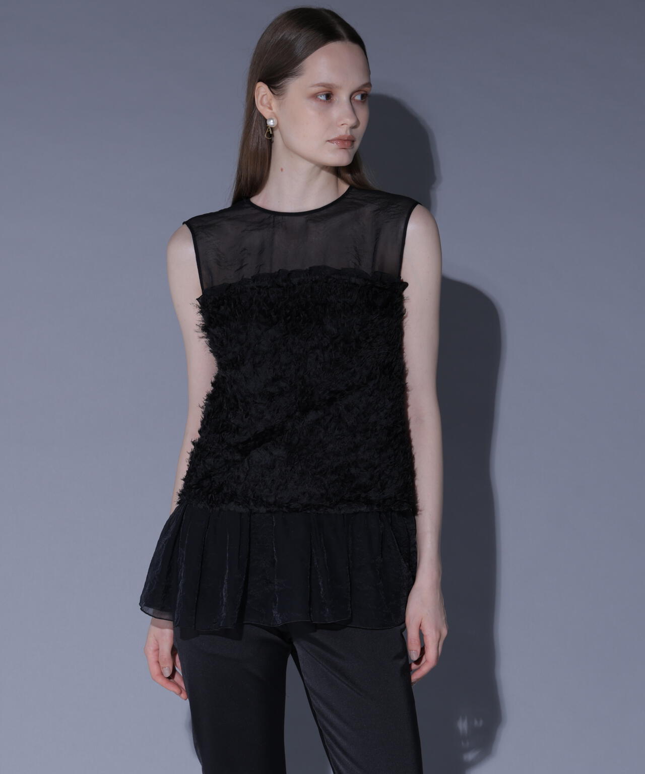 ジャカードペプラムブラウス_