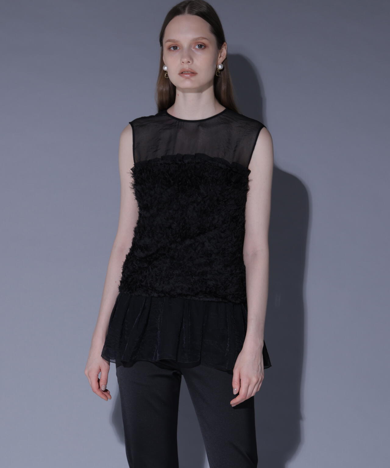 ジャカードペプラムブラウス_