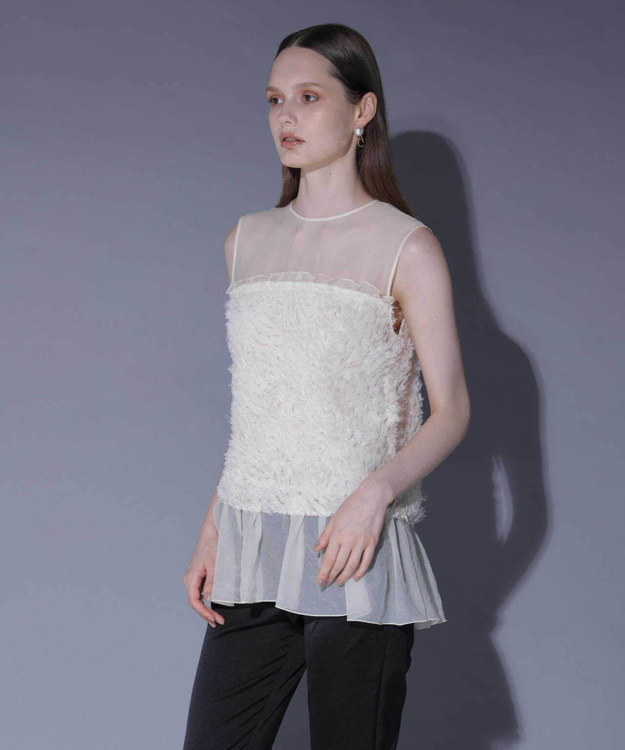 ジャカードペプラムブラウス_