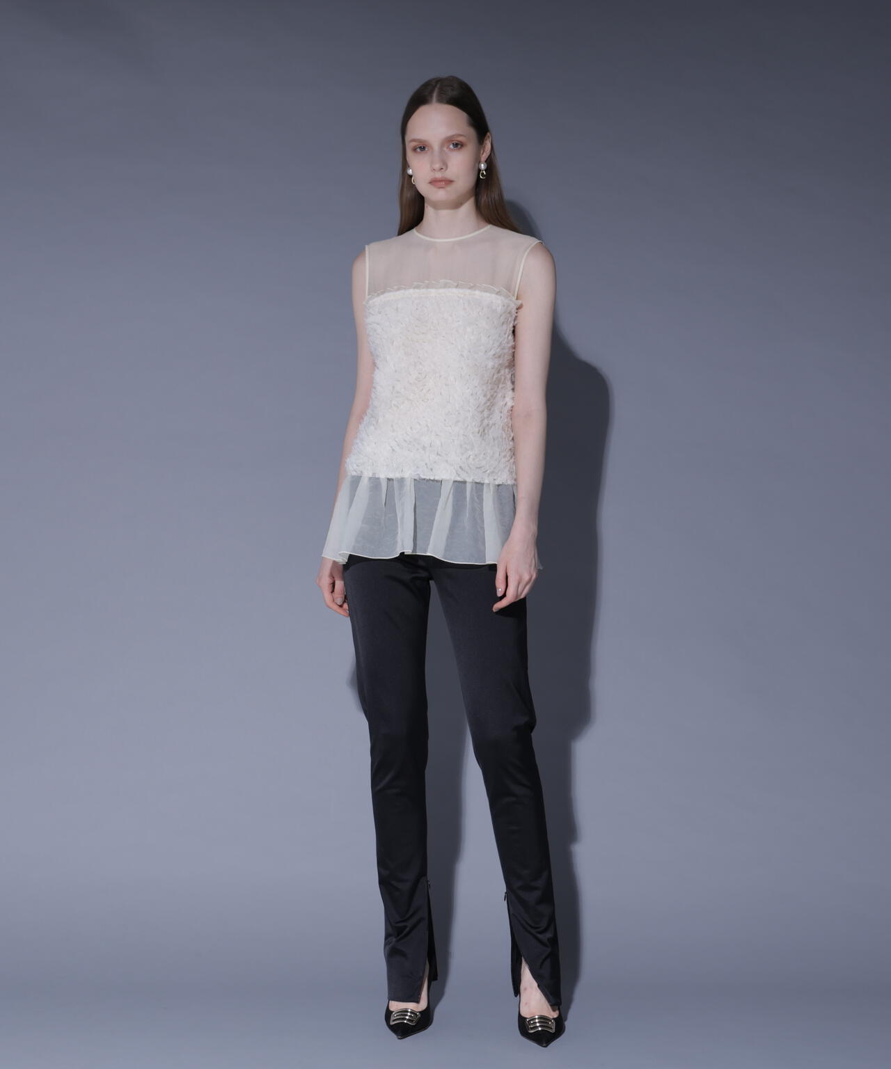 ジャカードペプラムブラウス_