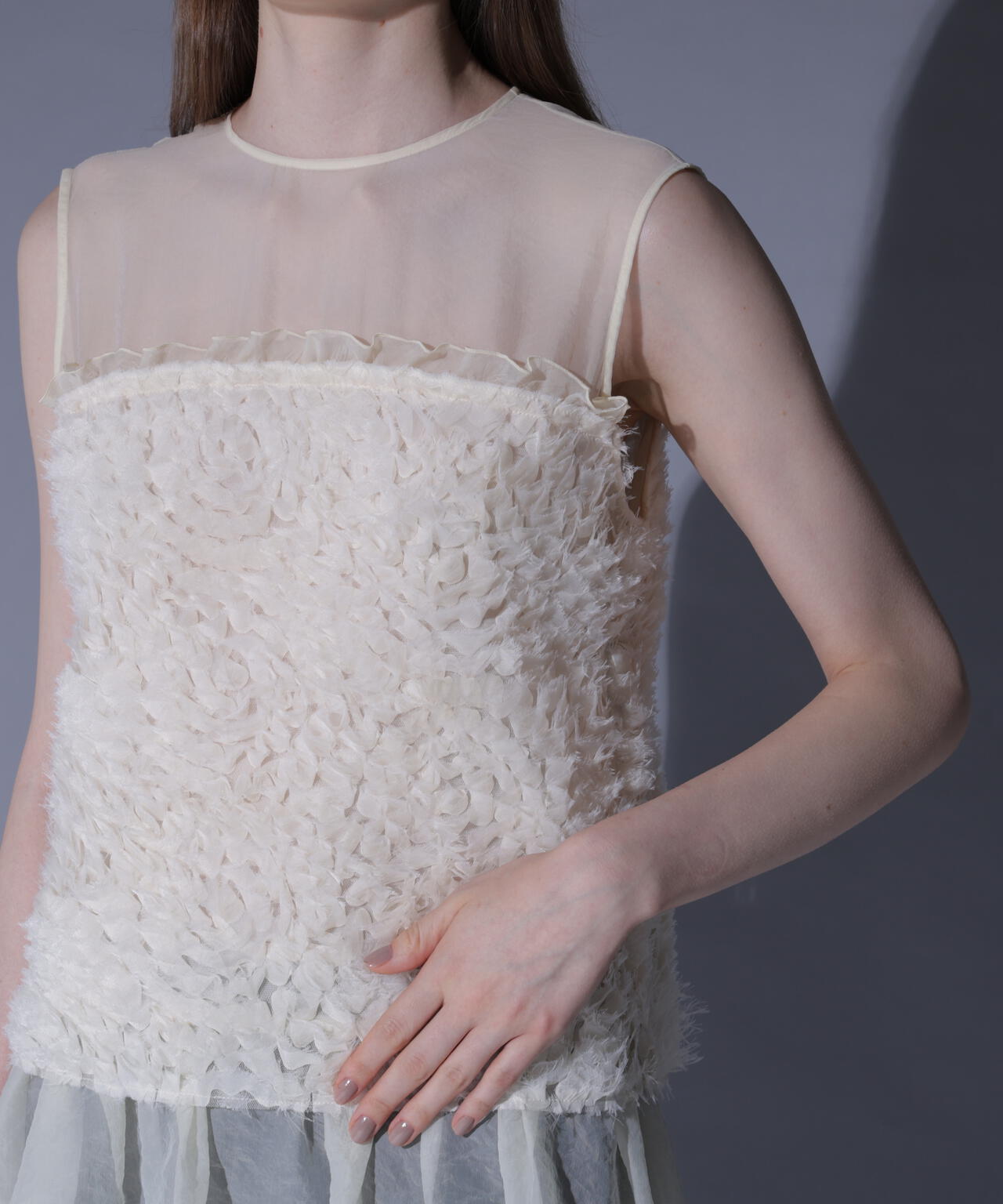 ジャカードペプラムブラウス_