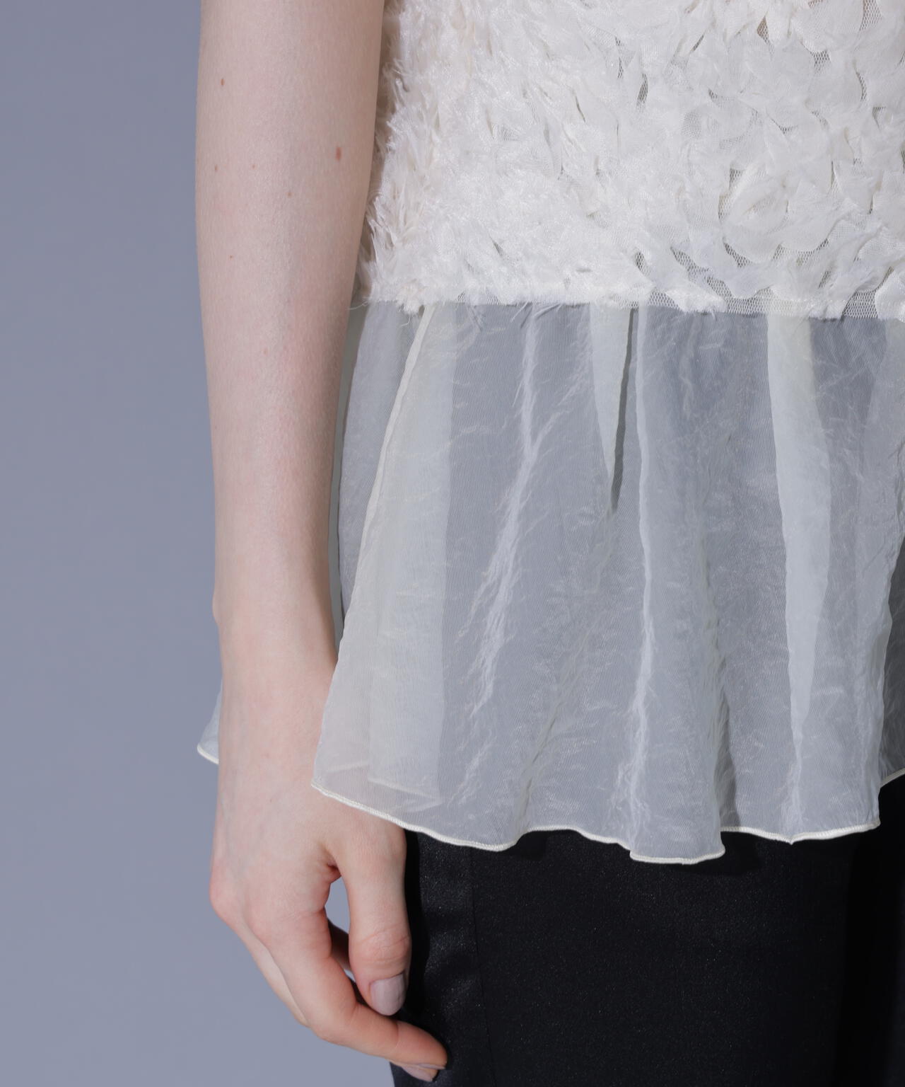 ジャカードペプラムブラウス_