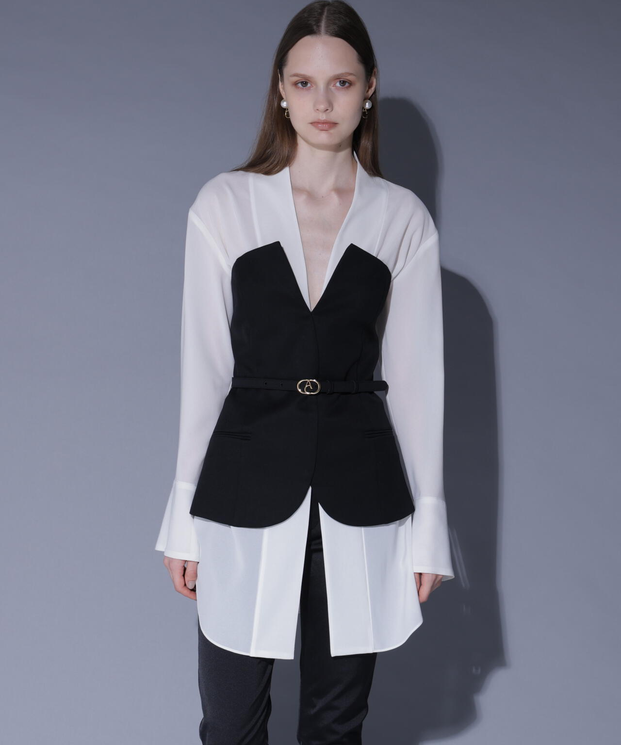 ベアトップレイヤードブラウス_