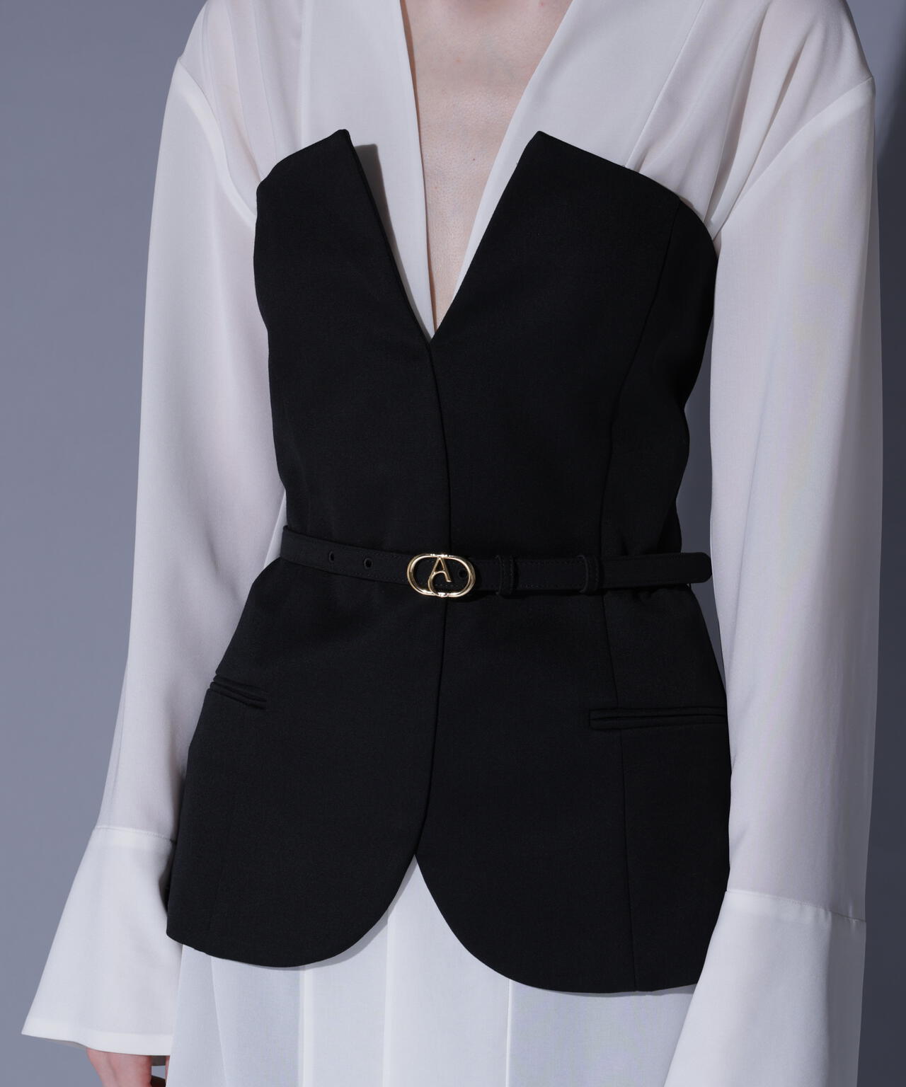 ベアトップレイヤードブラウス_