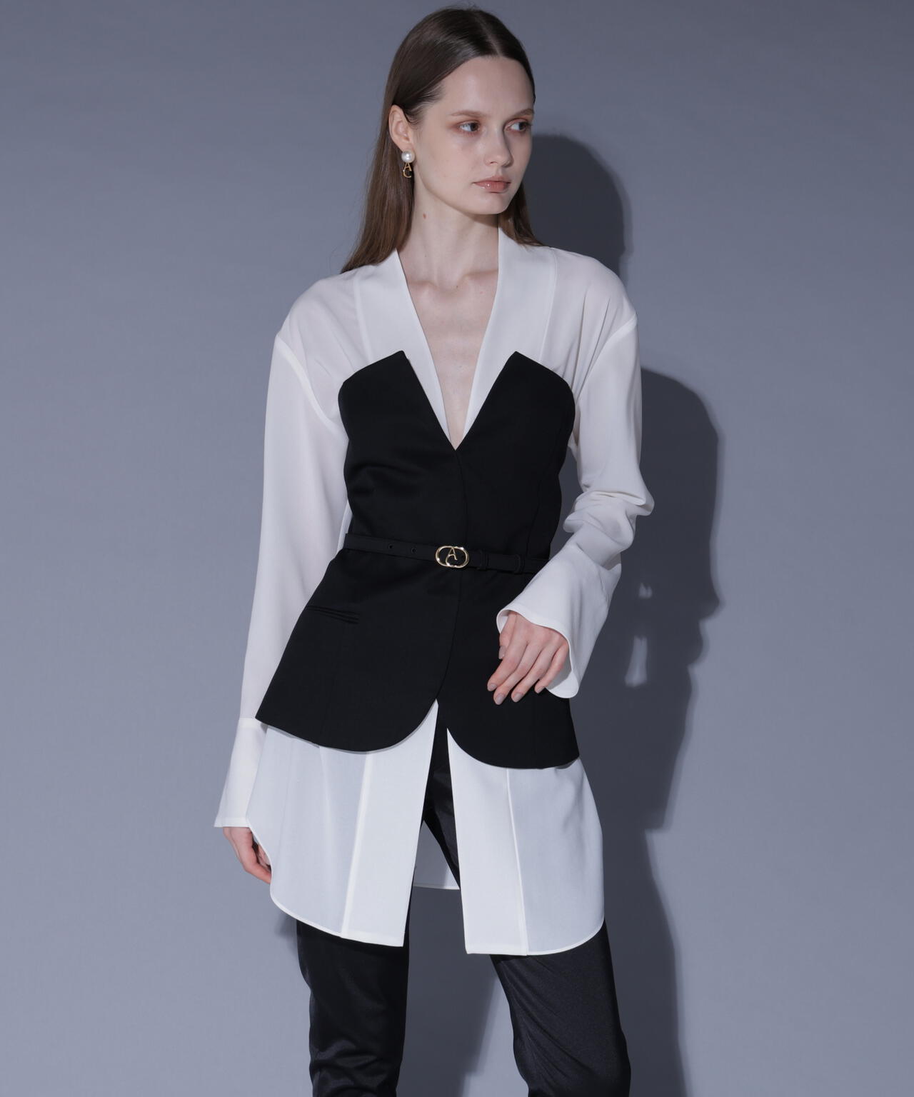 ベアトップレイヤードブラウス_