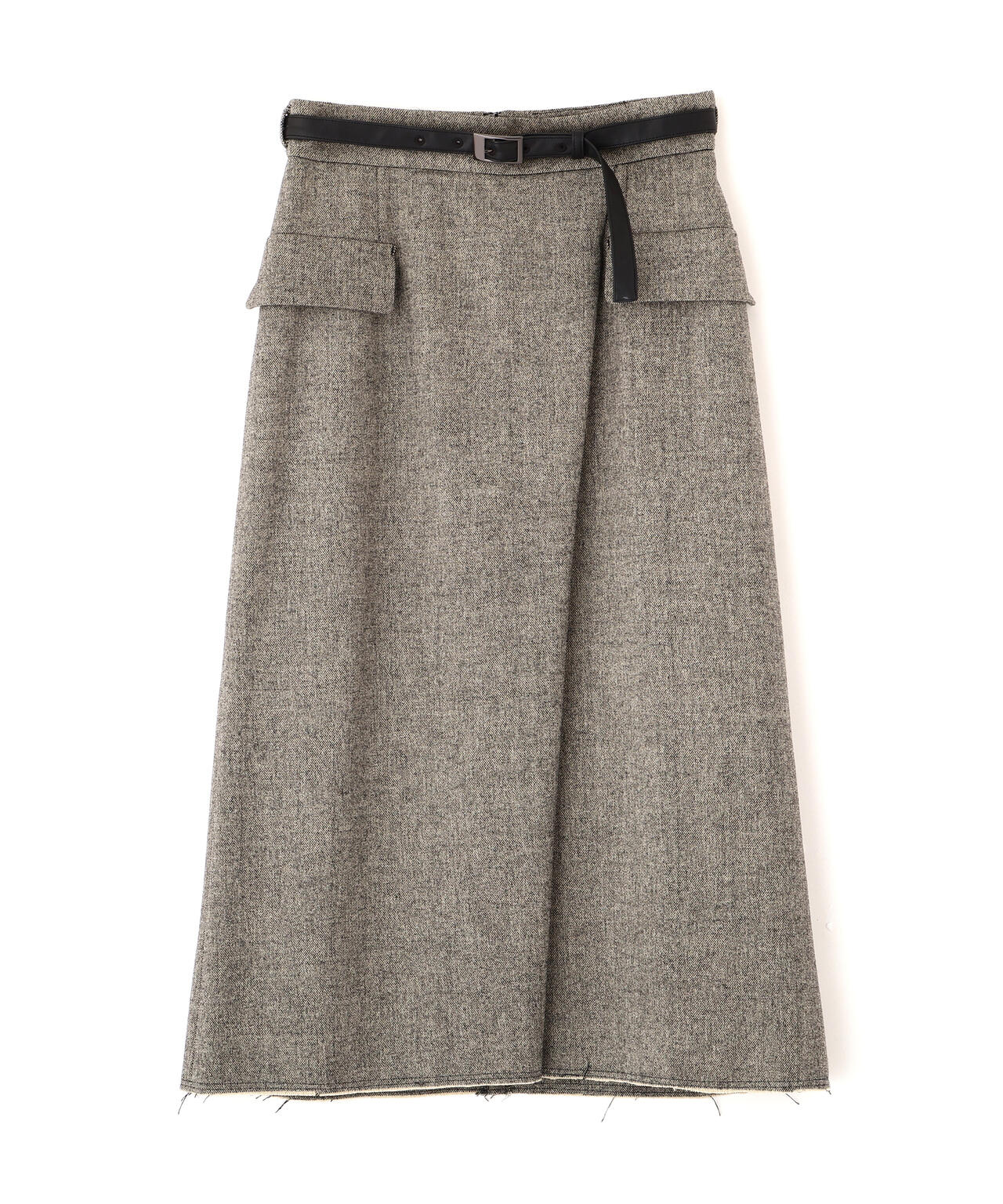 クラシカルツイードレザーベルト付きスカート