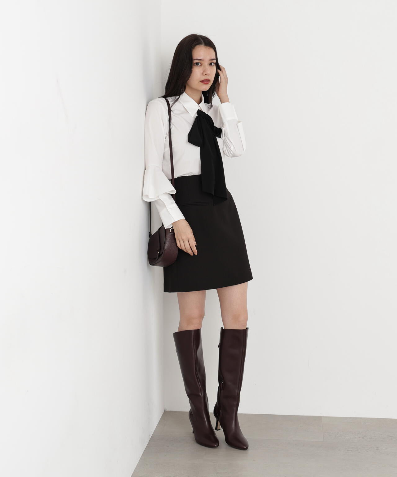 ツイルハイウエストミニスカート