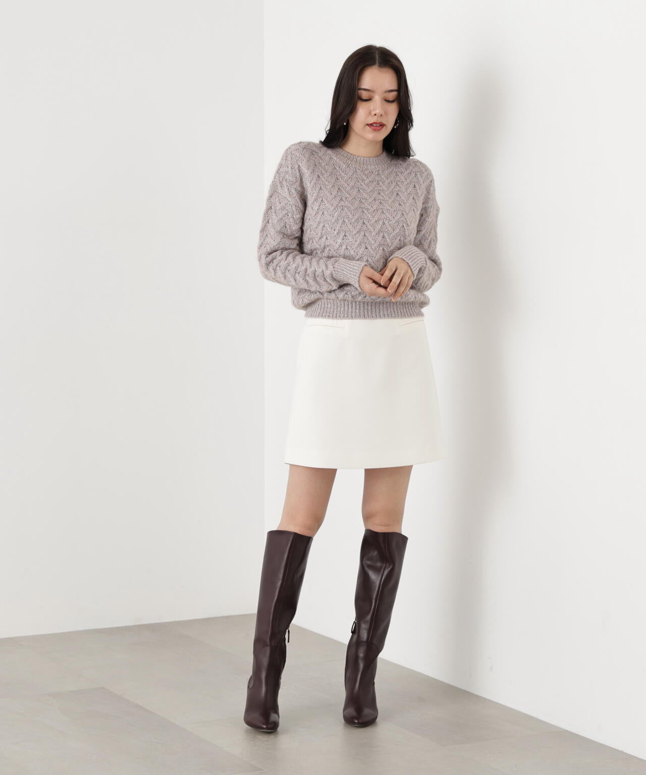 ツイルハイウエストミニスカート