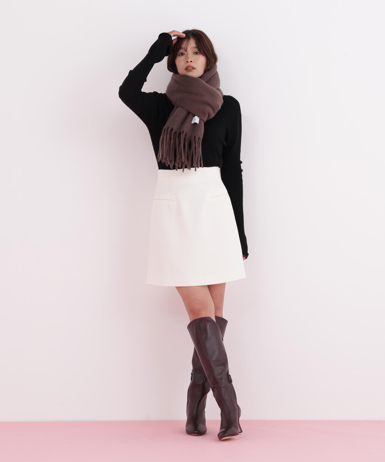 ツイルハイウエストミニスカート