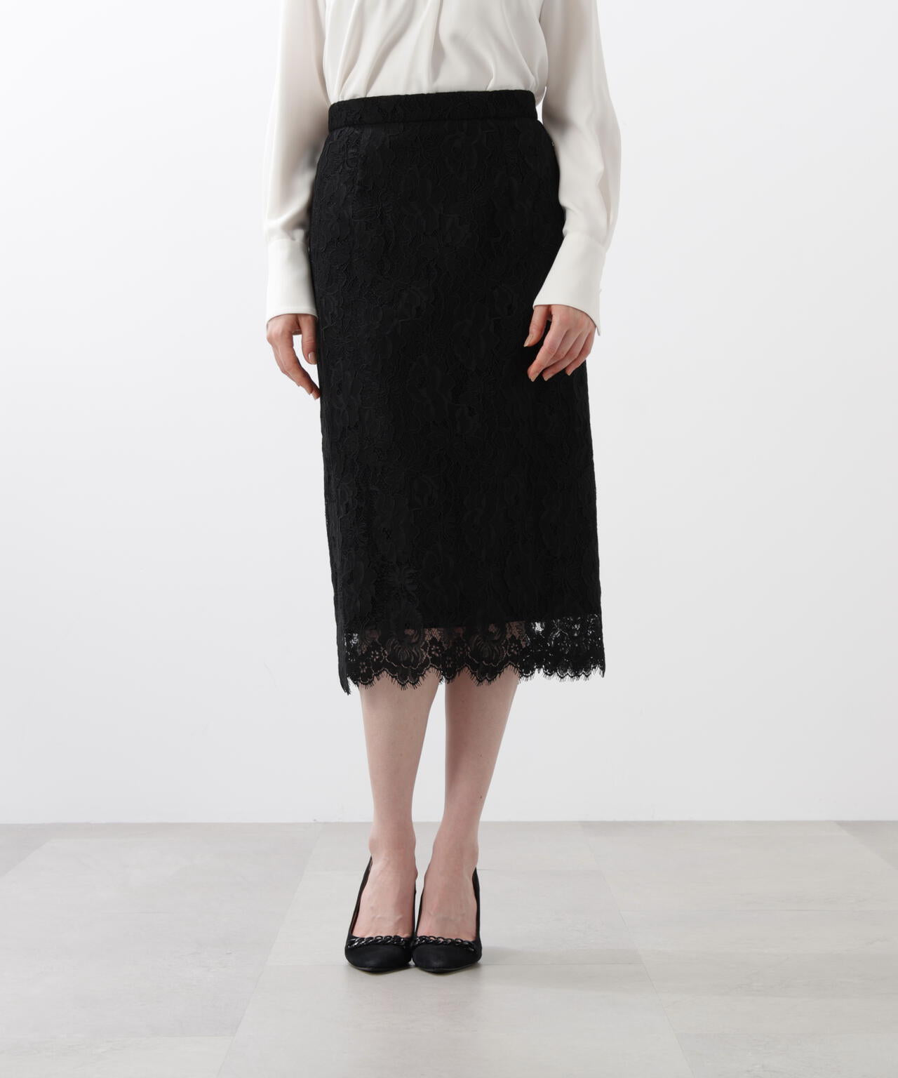 グラデーションフラワーレーススカート