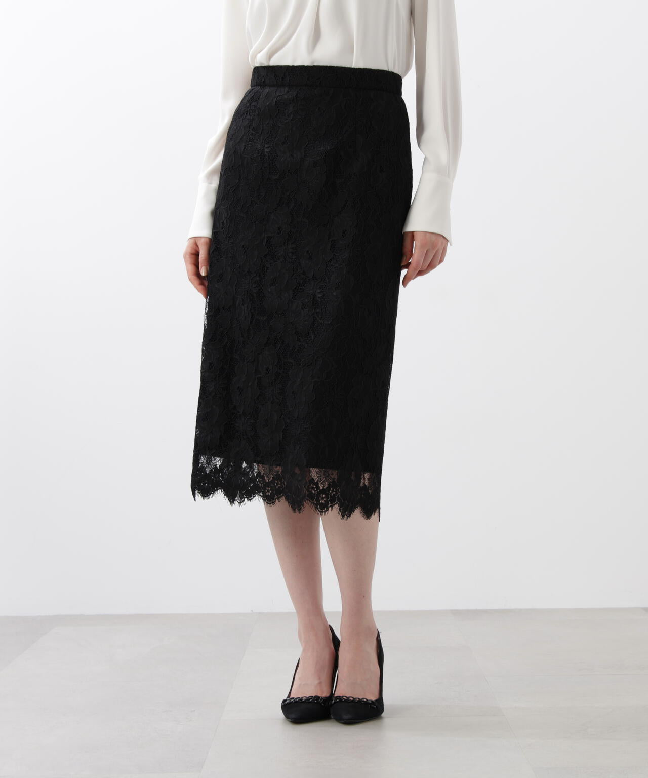 グラデーションフラワーレーススカート