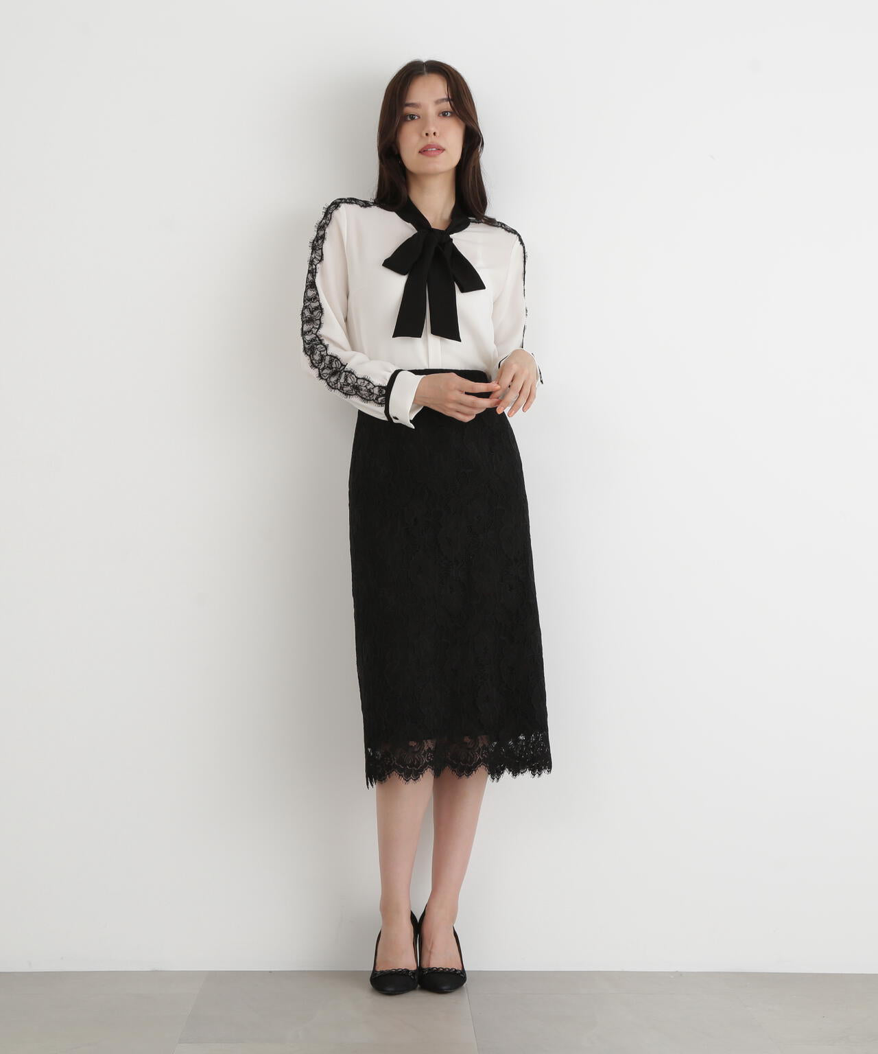 グラデーションフラワーレーススカート