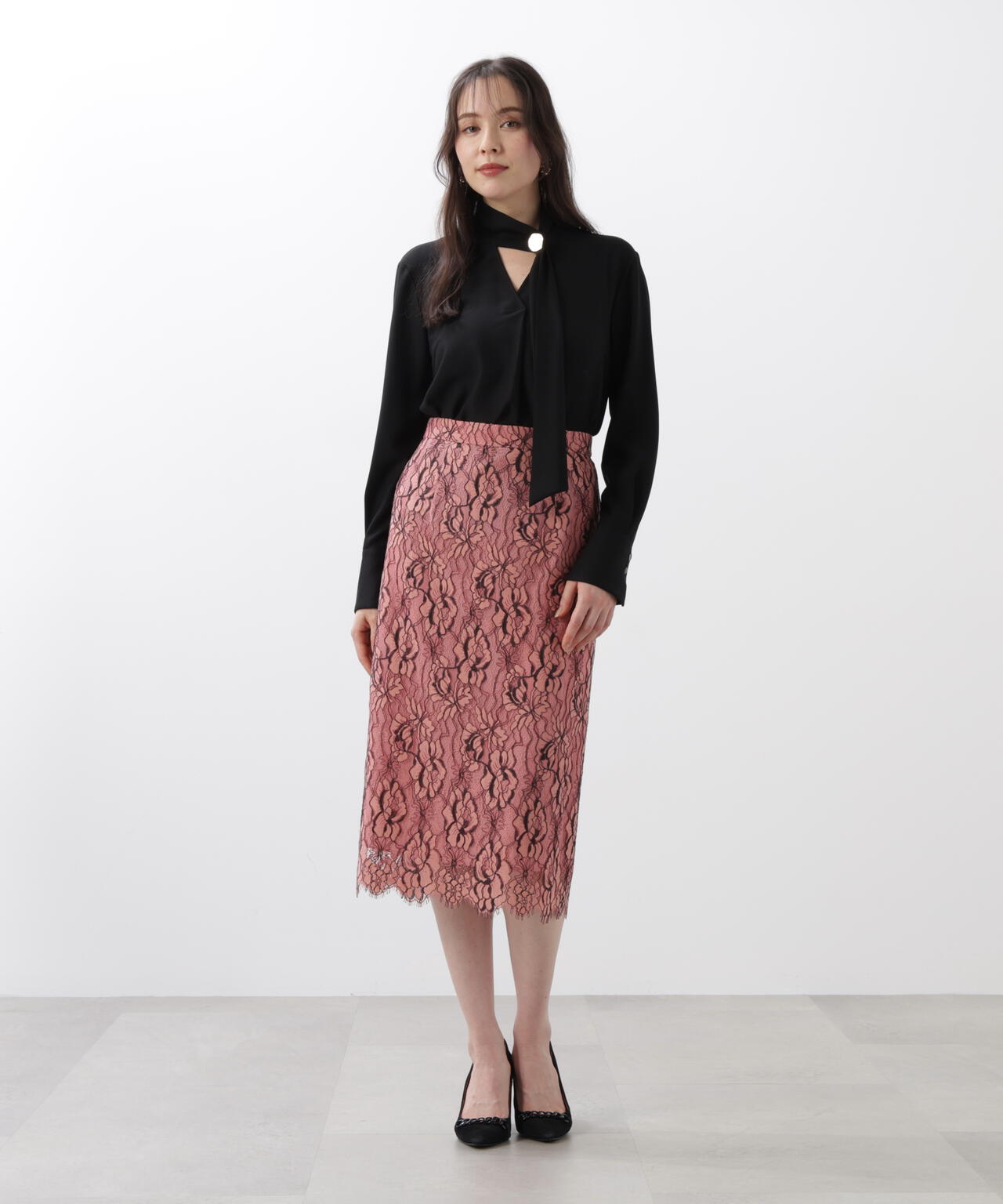 グラデーションフラワーレーススカート