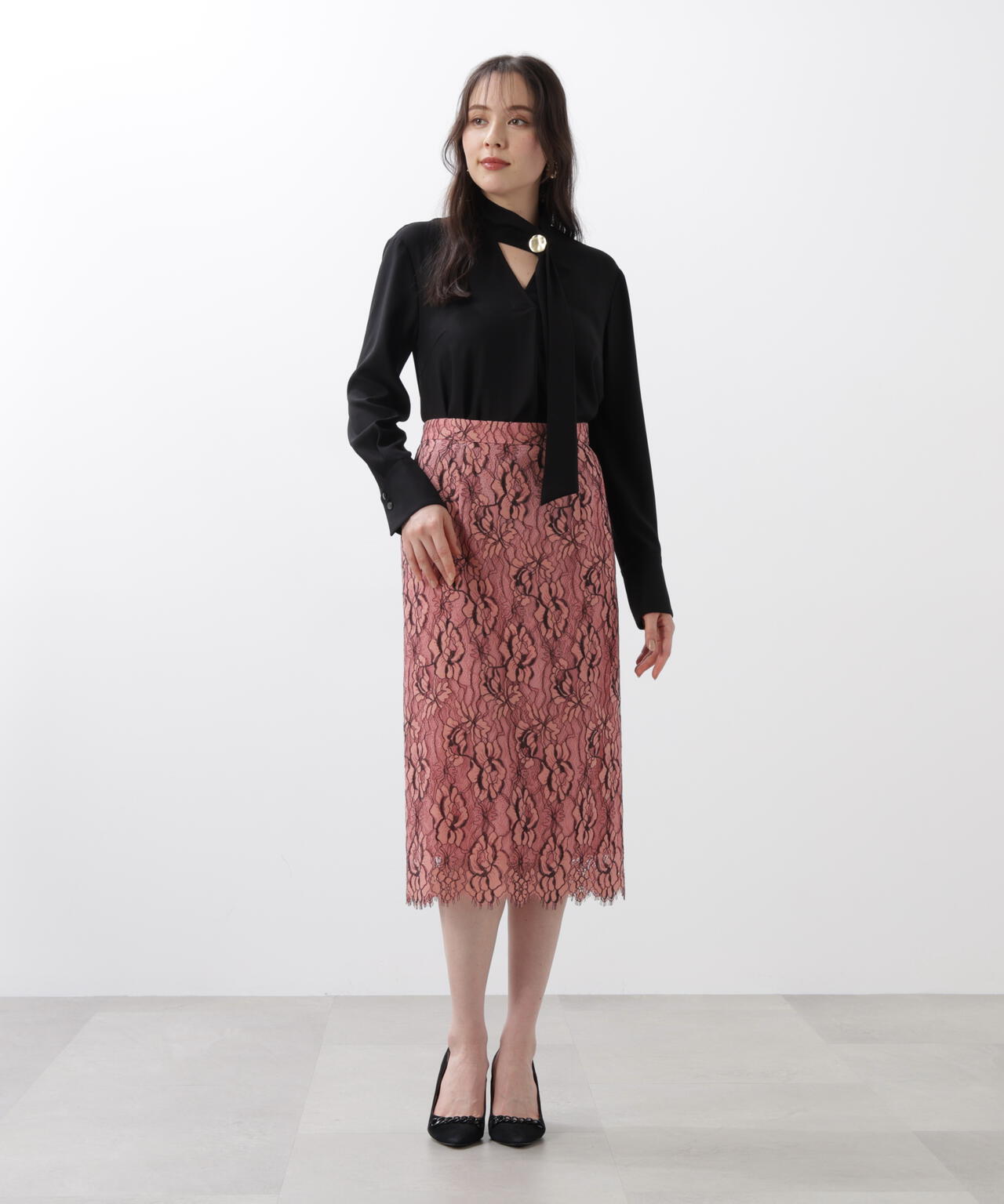 グラデーションフラワーレーススカート