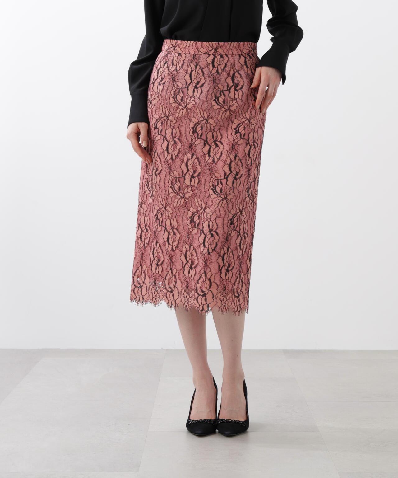 グラデーションフラワーレーススカート