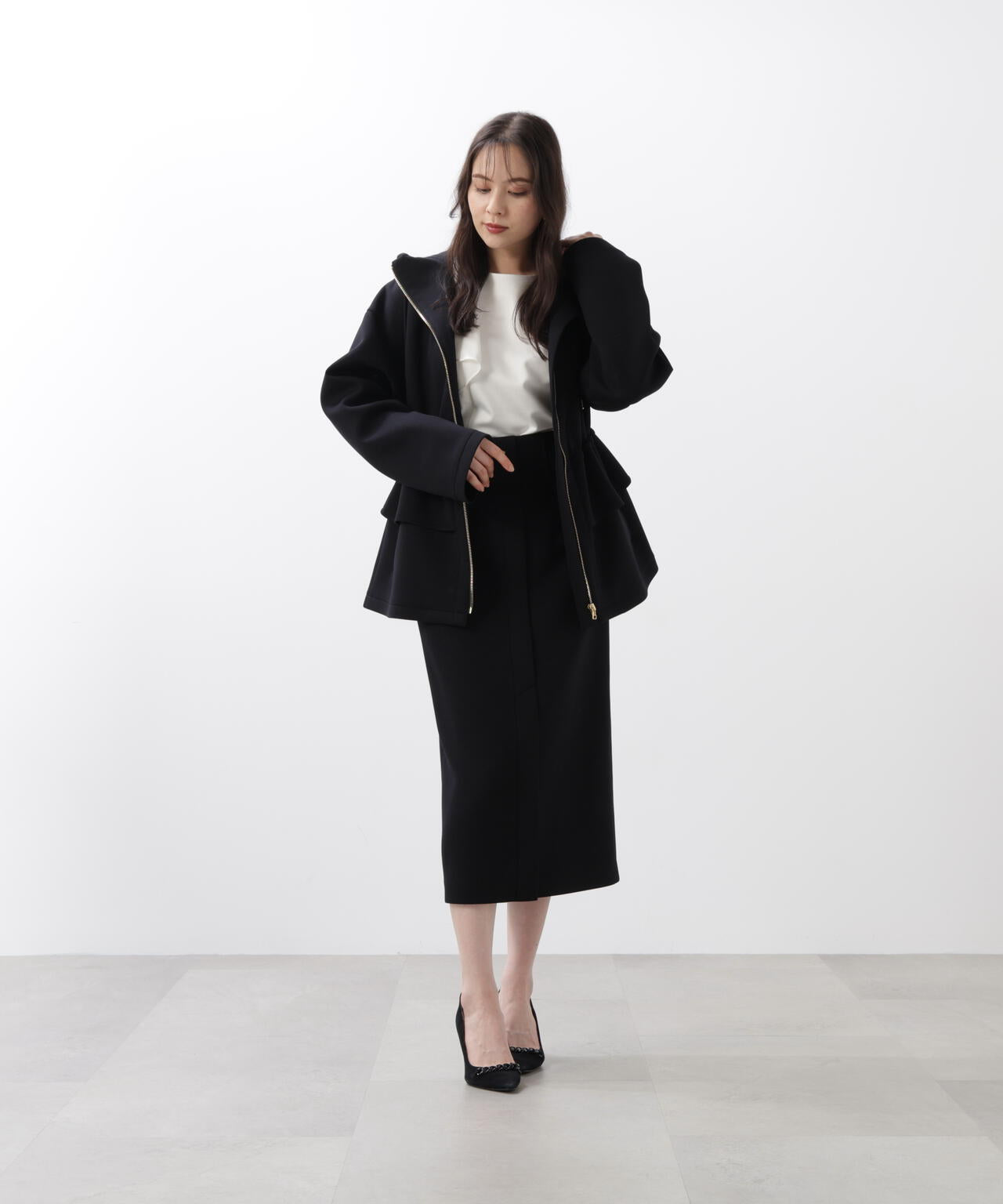 ハイウエストダンボールミディスカート