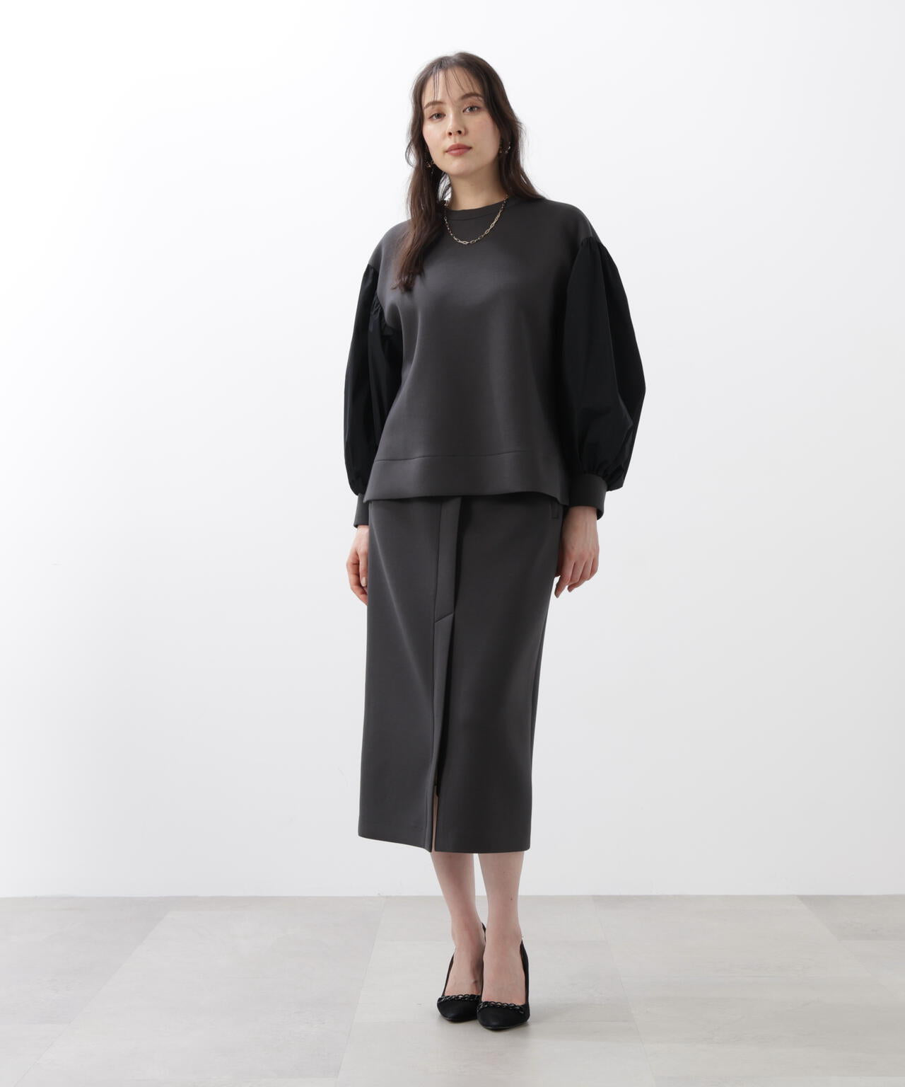 ハイウエストダンボールミディスカート