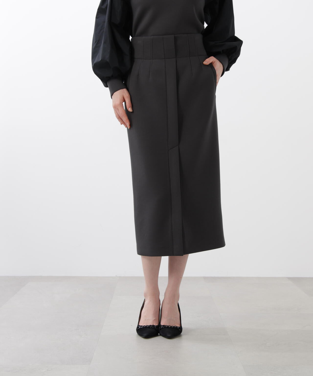 ハイウエストダンボールミディスカート