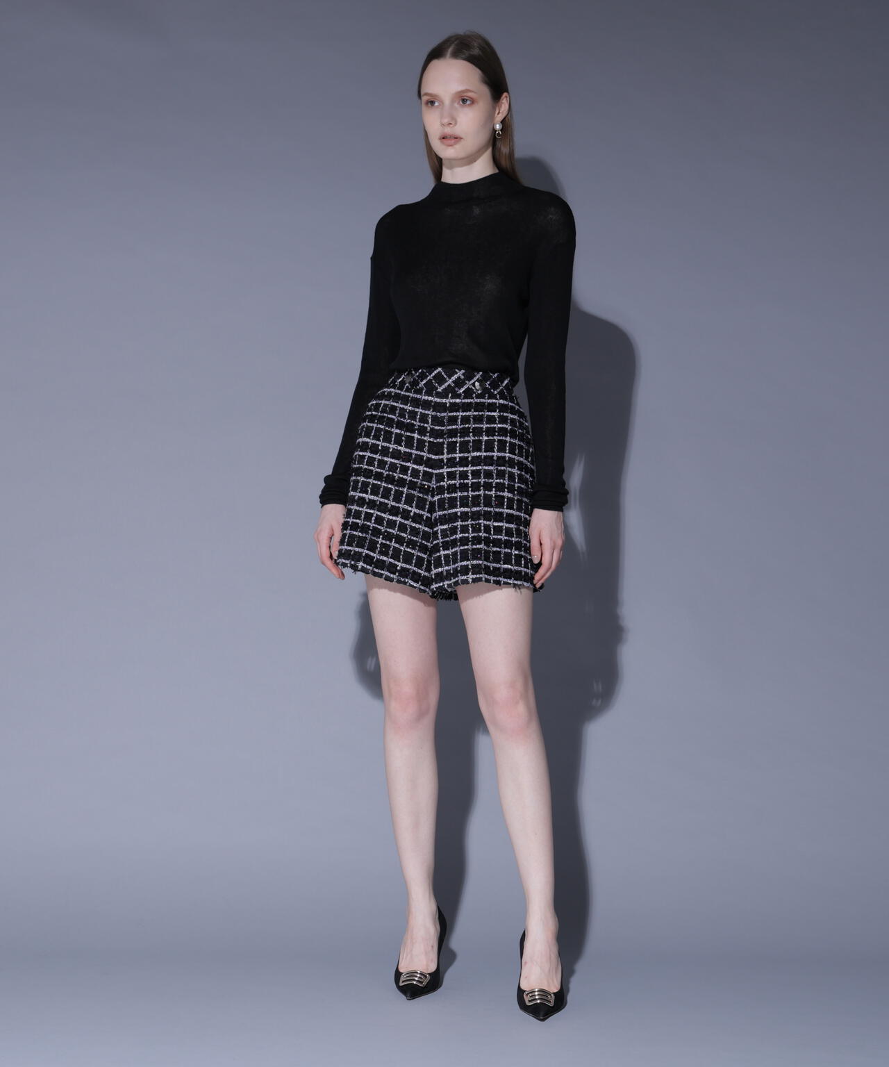 スパンコールツィードショートパンツ_