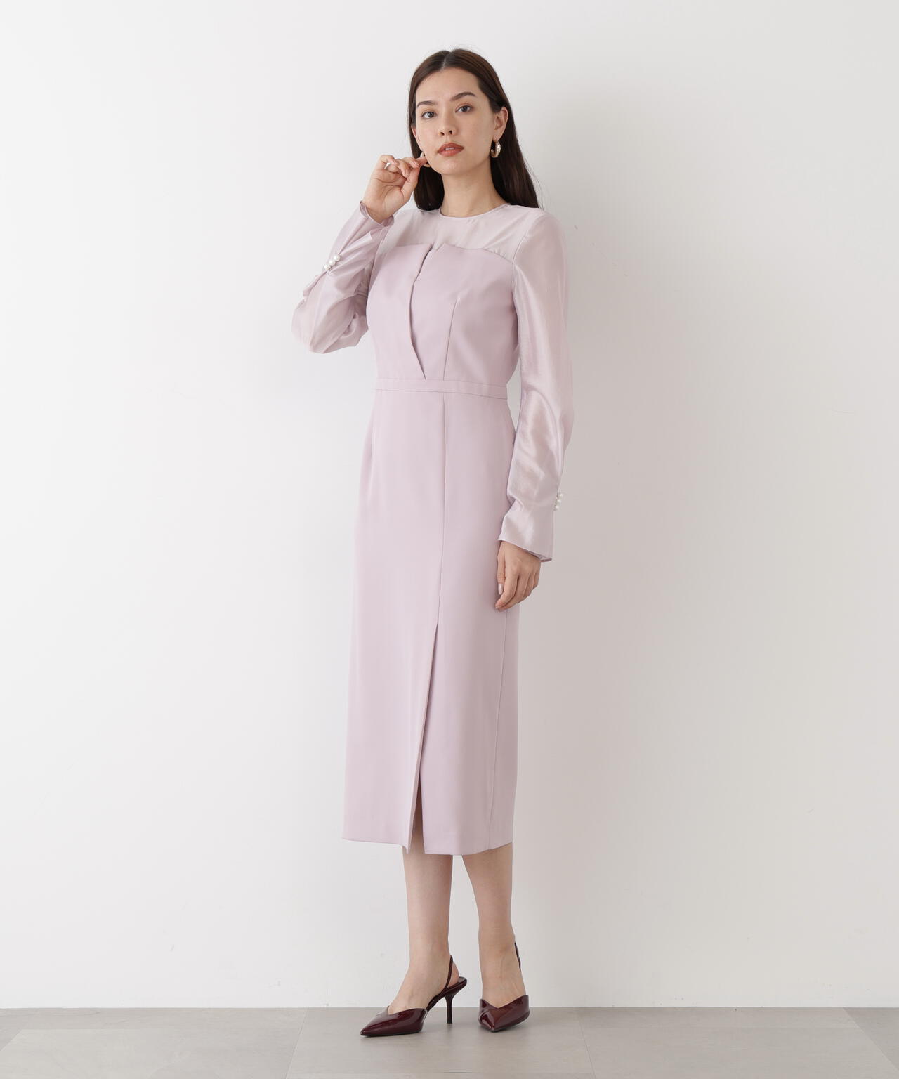 パールスリーブドッキングワンピース