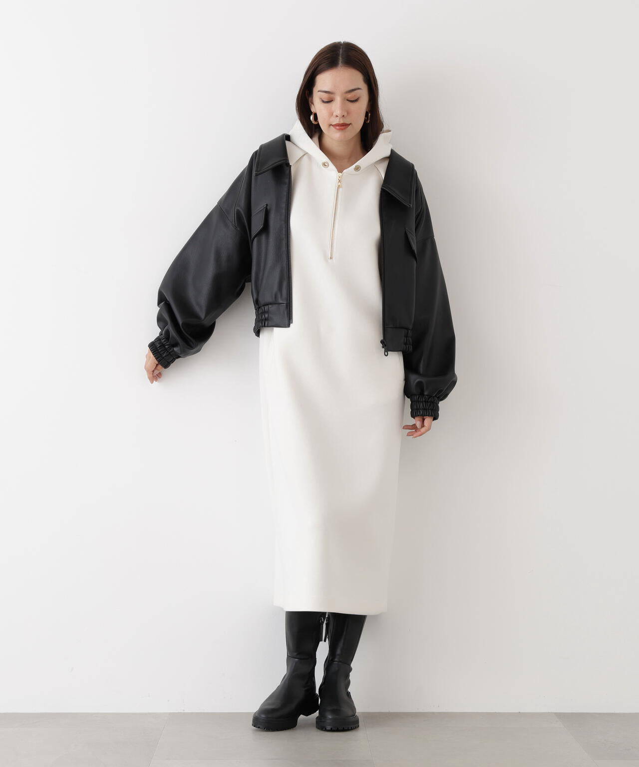 タックスリーブフーディワンピース