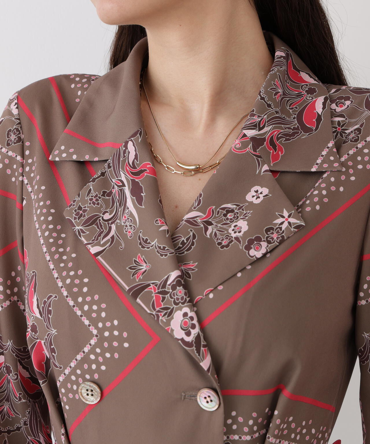 フローラルスカーフプリントワンピース