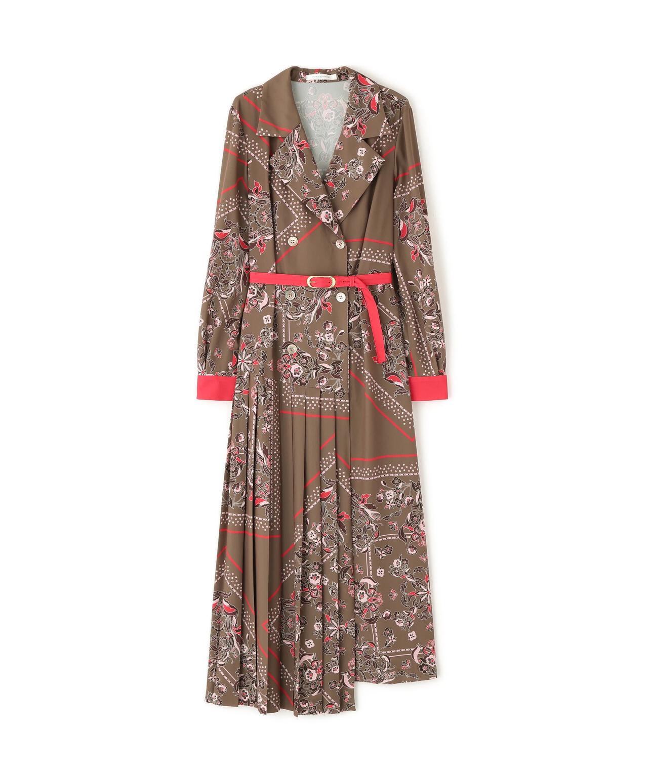 フローラルスカーフプリントワンピース