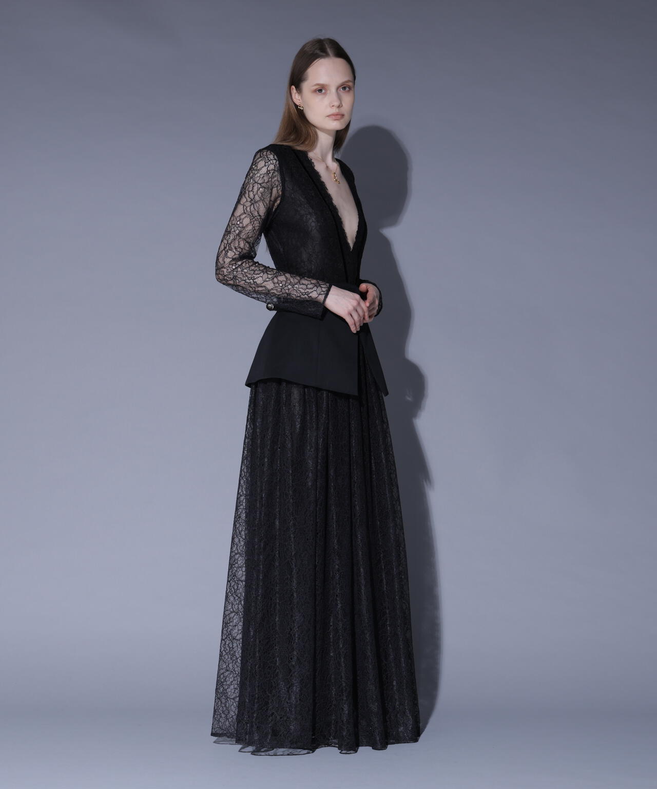 ペプラムベルトレースドレス_