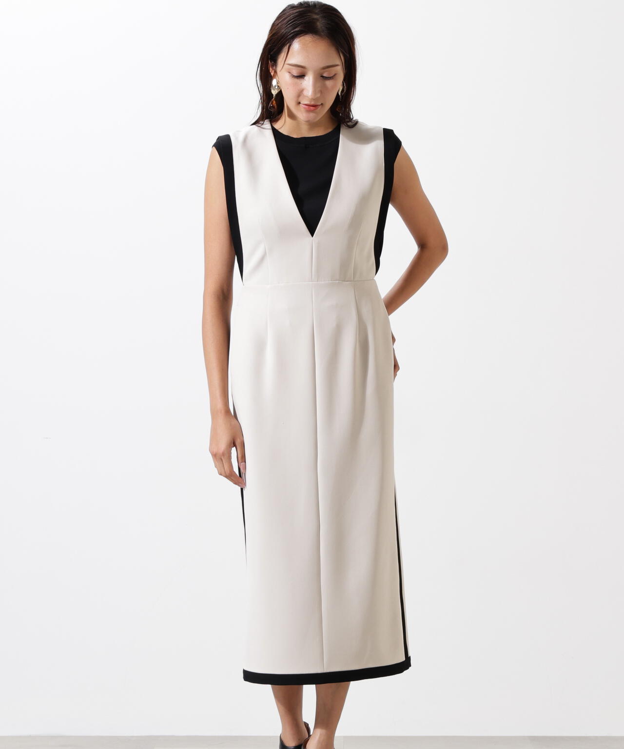 バイカラーVネックジャンスカ