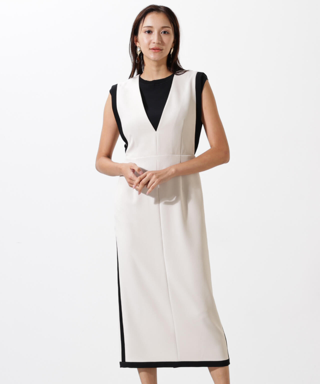 バイカラーVネックジャンスカ