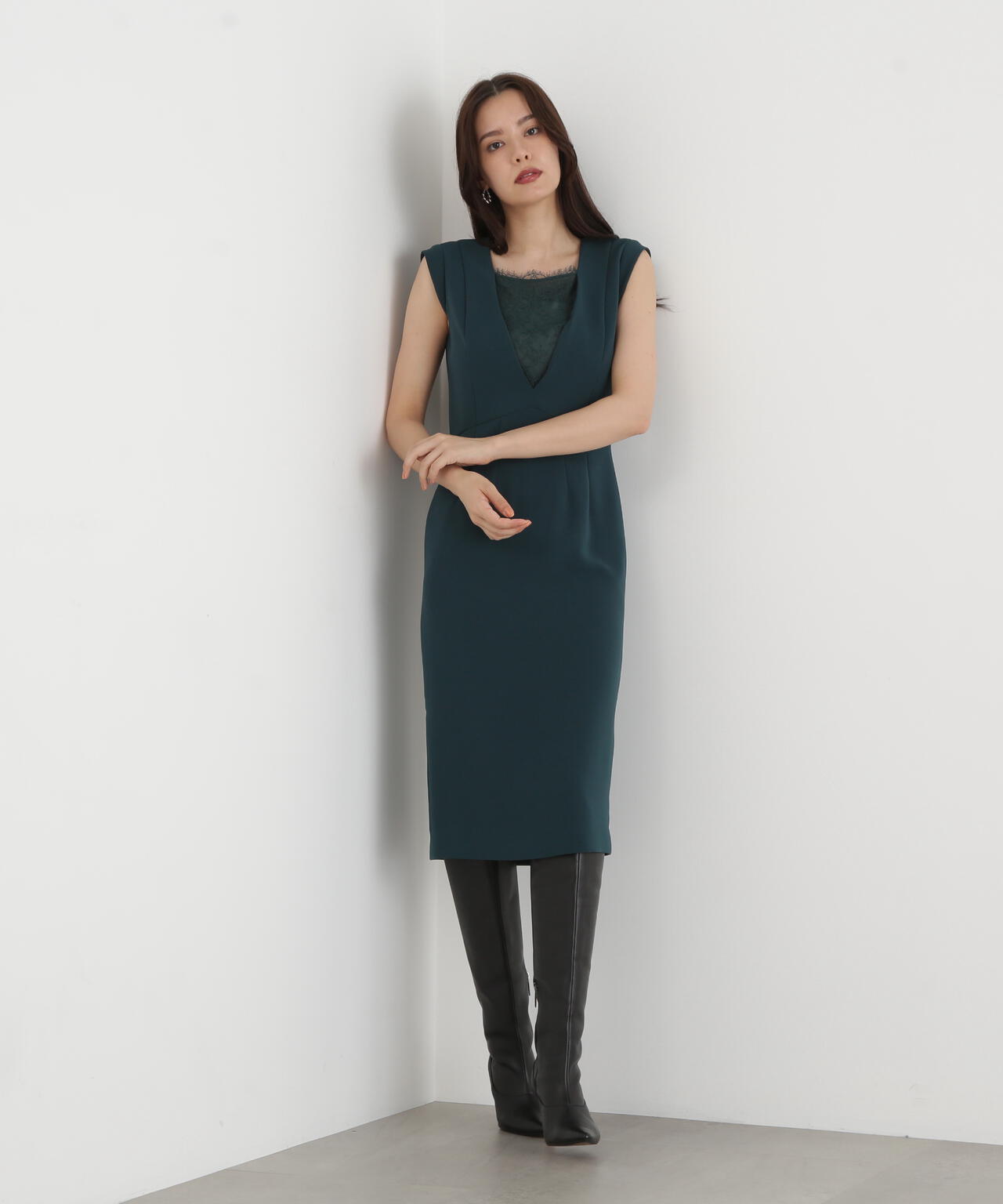 【URBAN PRECIOUS】レースコンビタイトワンピース