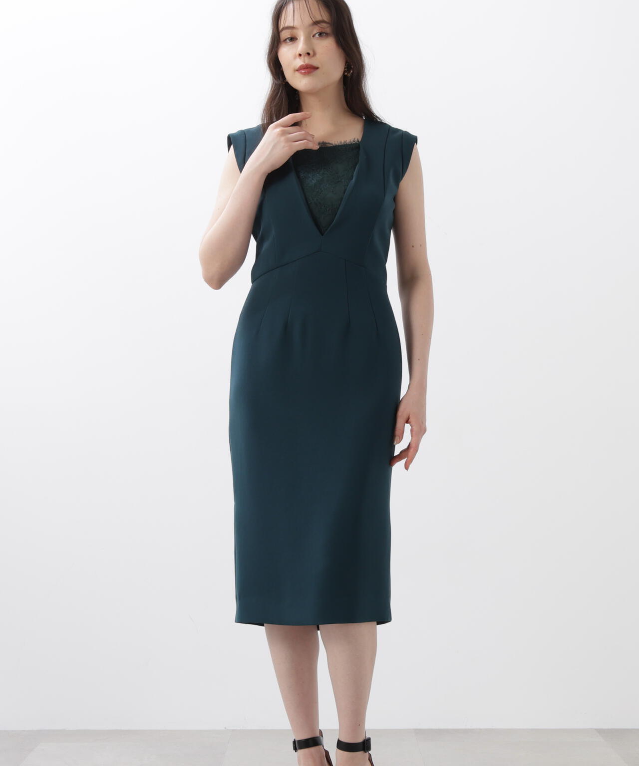 【URBAN PRECIOUS】レースコンビタイトワンピース