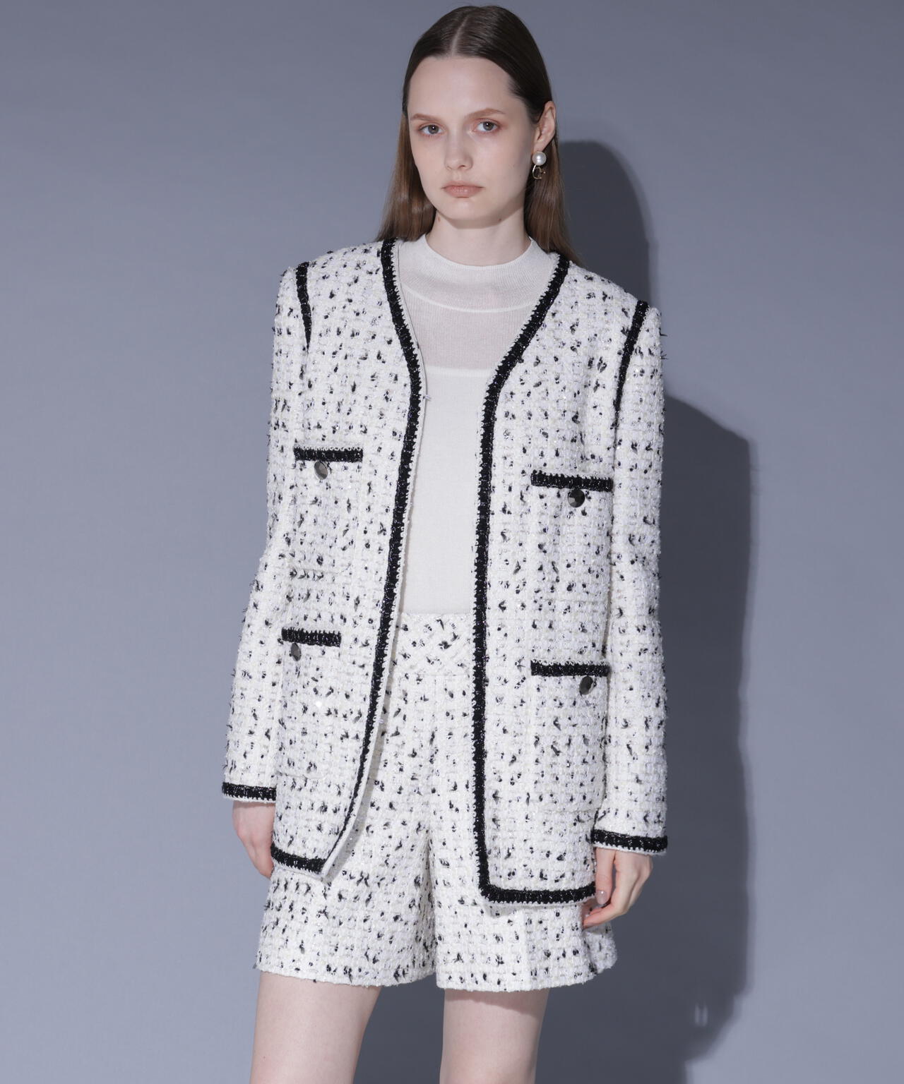 スパンコールツィードジャケット_