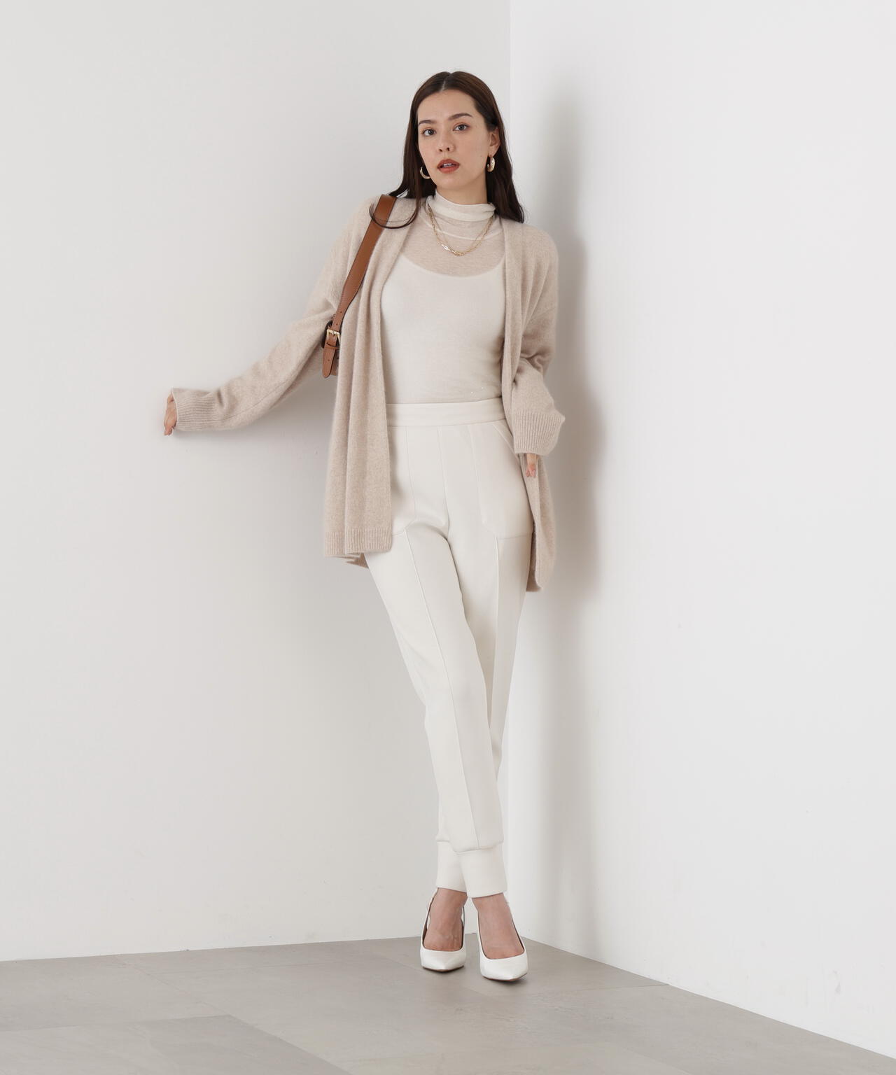 スパンコールシアーモックネックプルオーバー