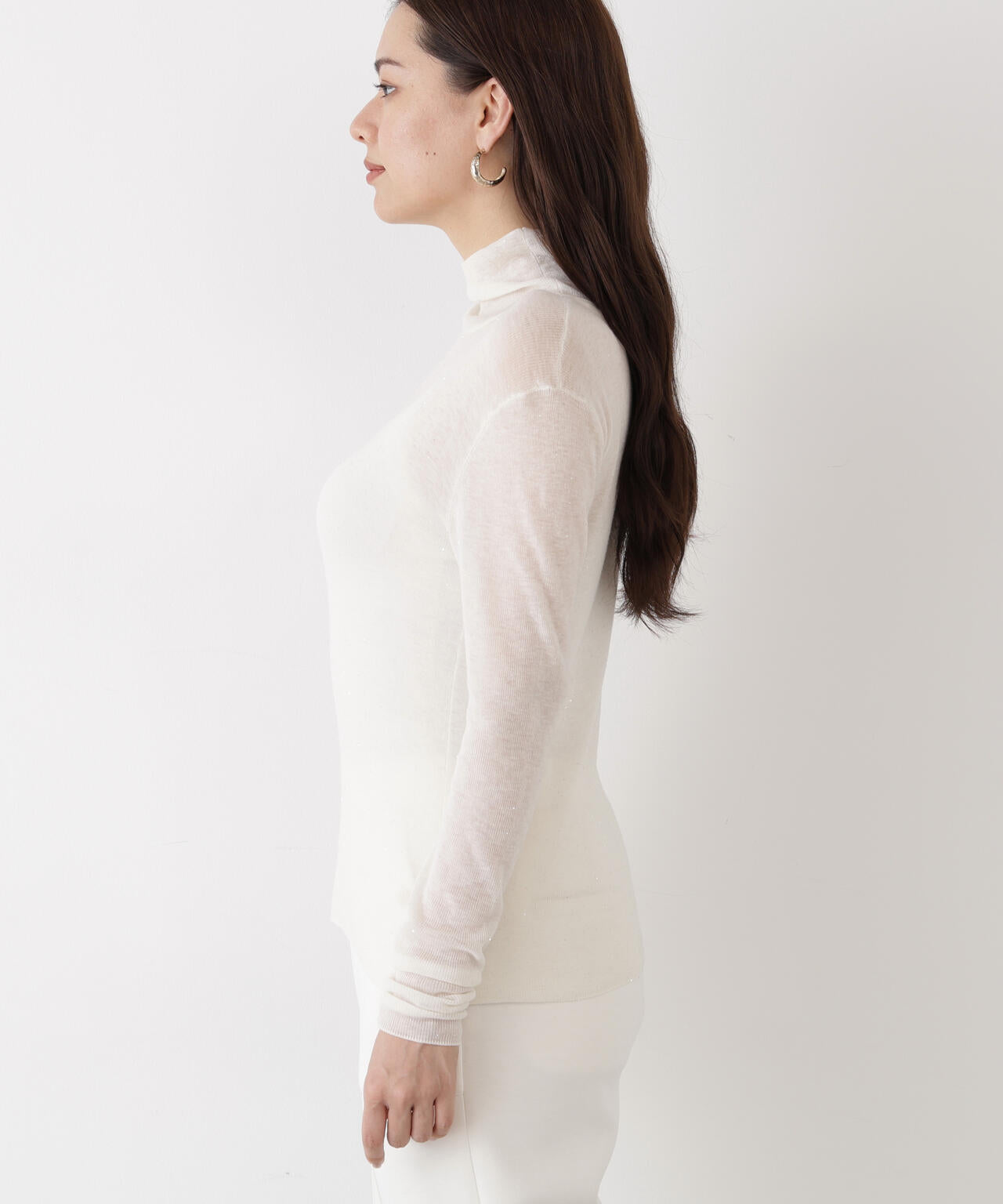 スパンコールシアーモックネックプルオーバー