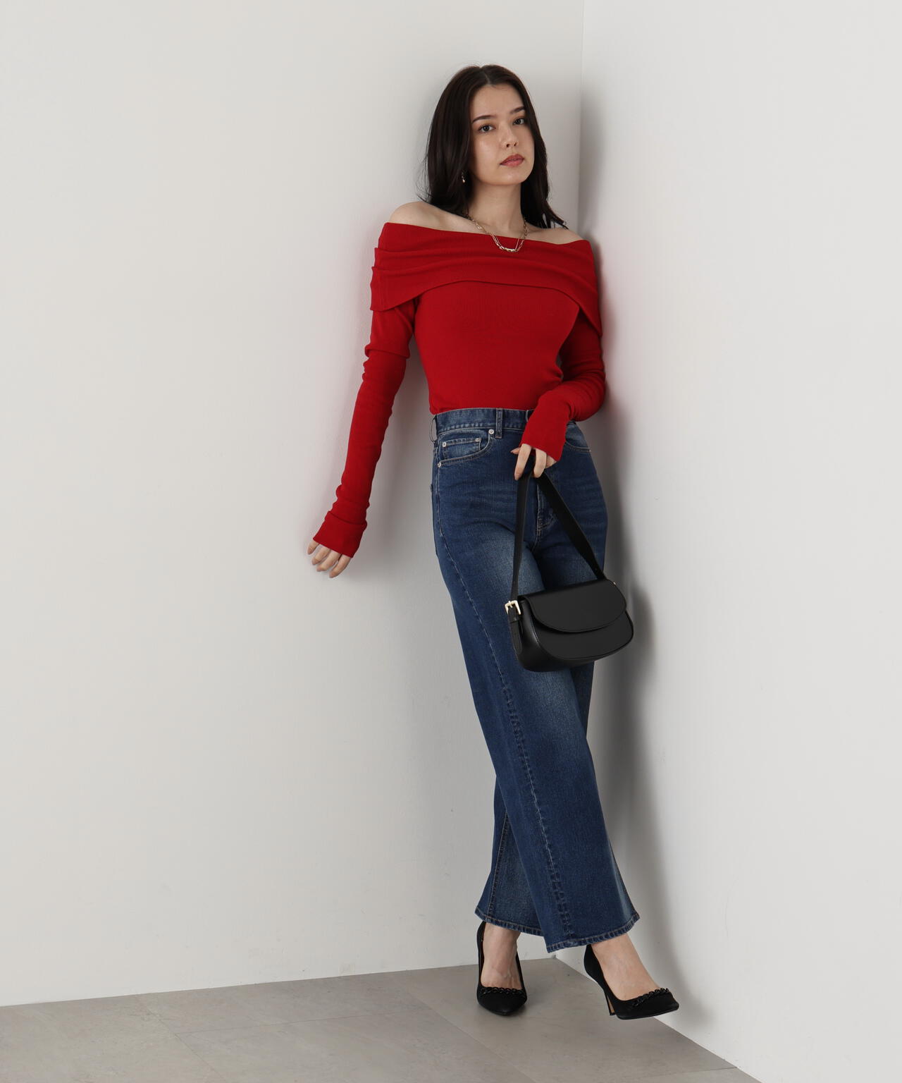 オフショルダー2WAYニットプルオーバー