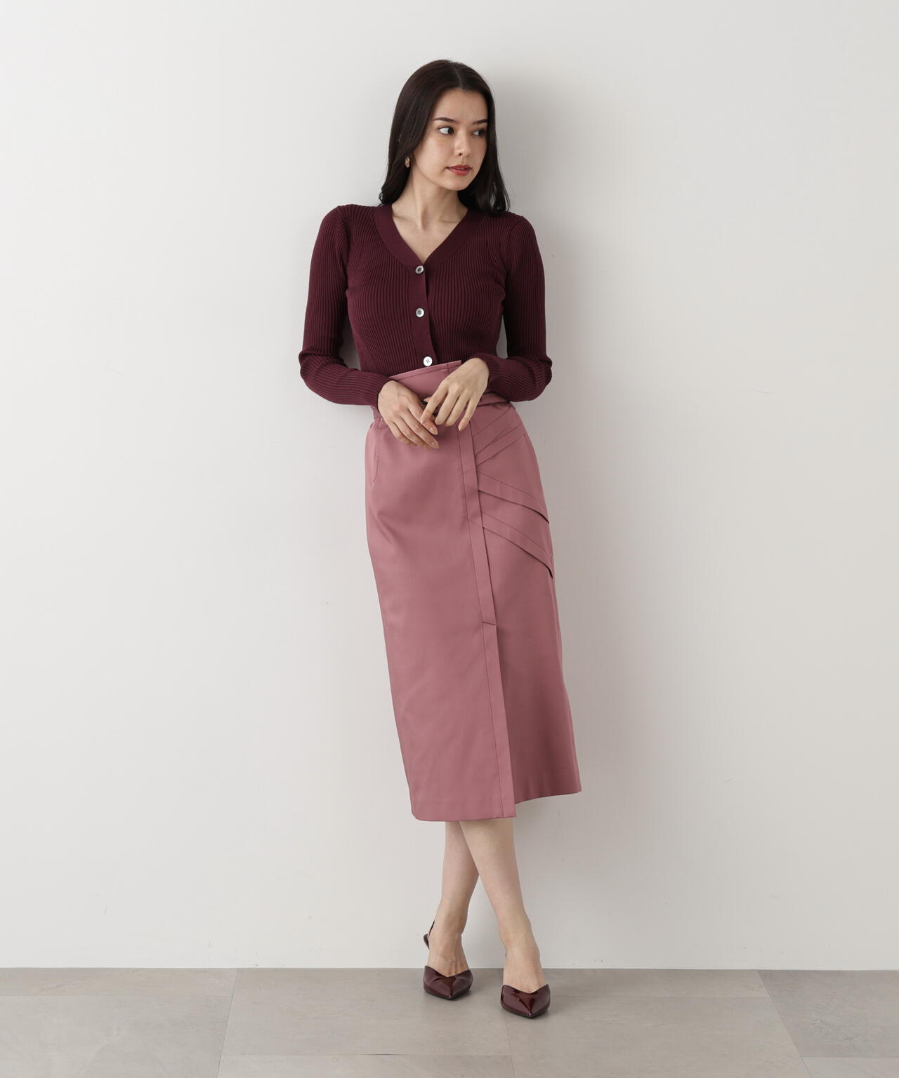 リブニットVネックカーディガン