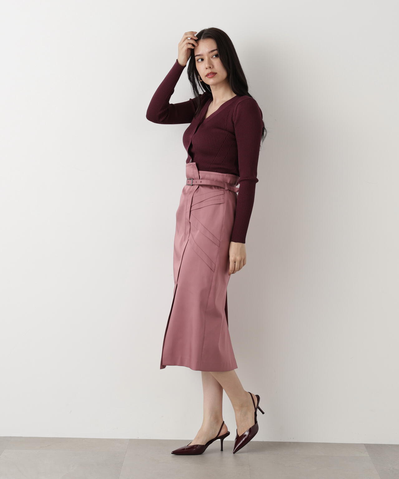 リブニットVネックカーディガン