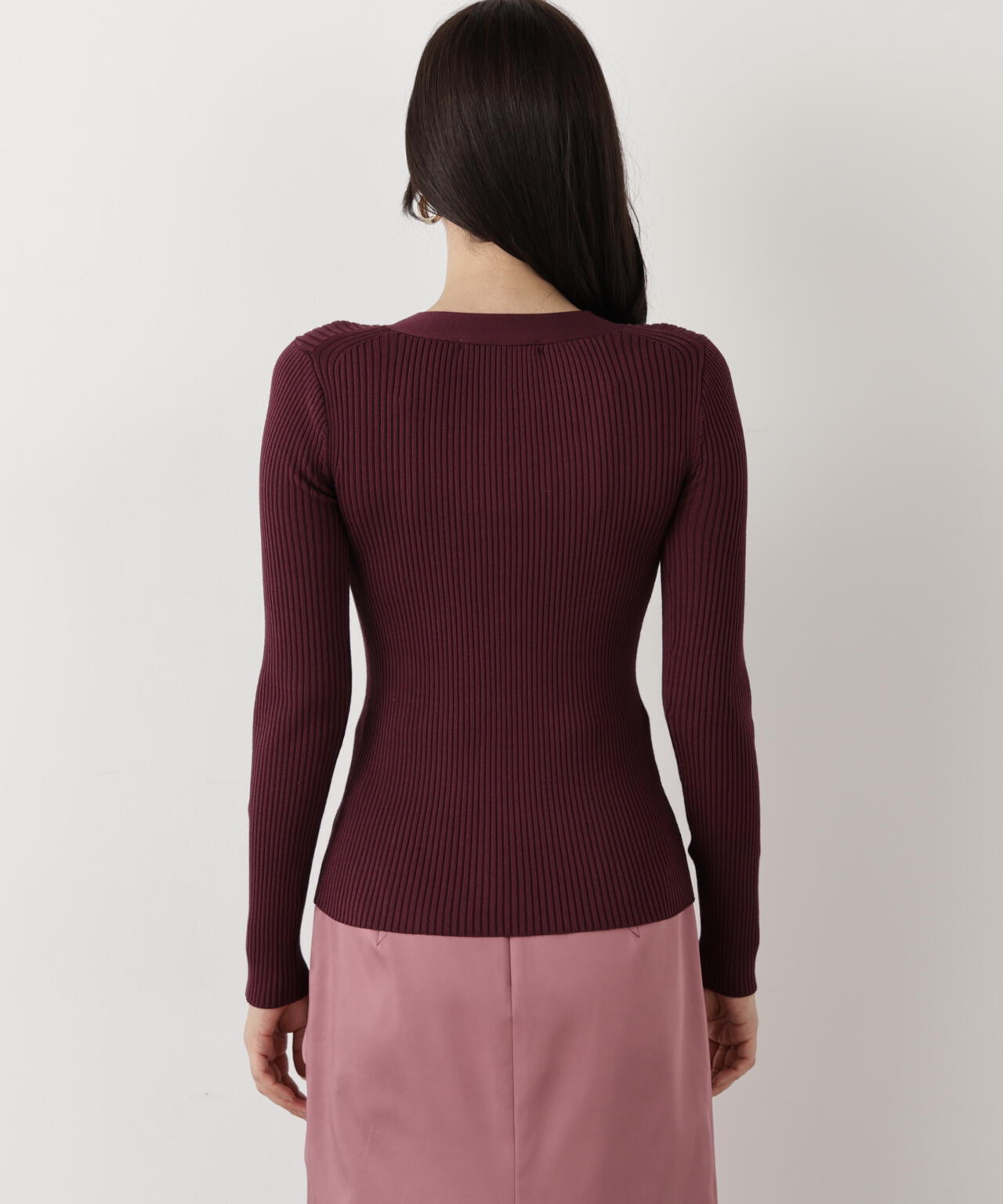 リブニットVネックカーディガン