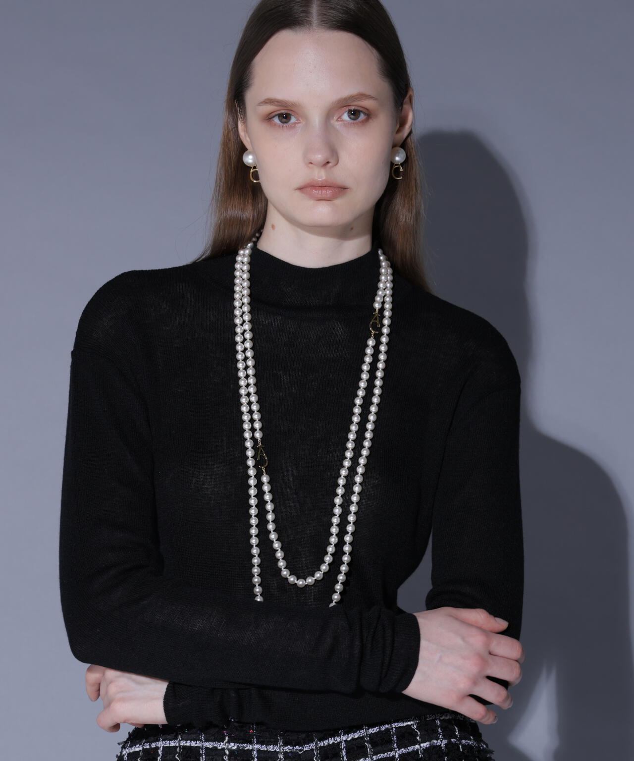 グラスパールロングネックレス_