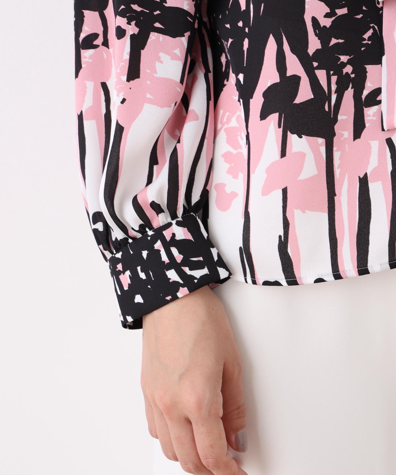 インクフォレストプリントリボンブラウス