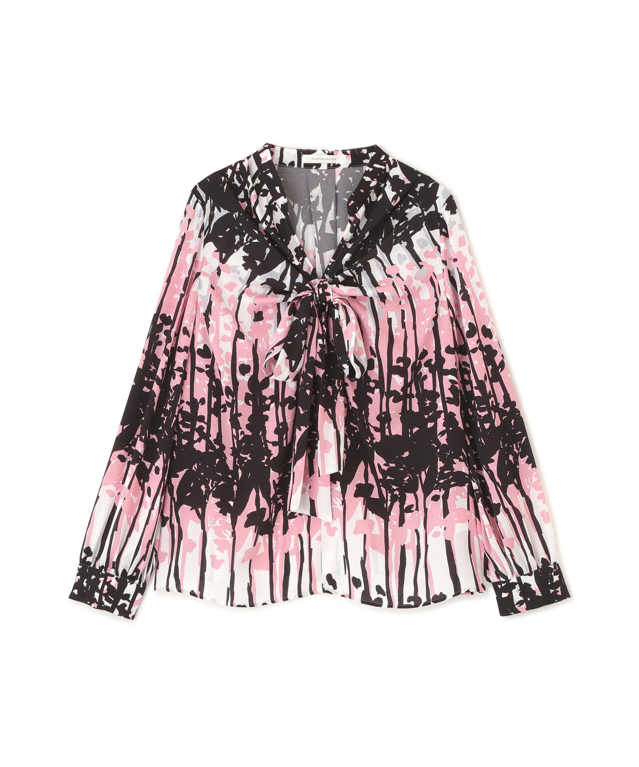 インクフォレストプリントリボンブラウス