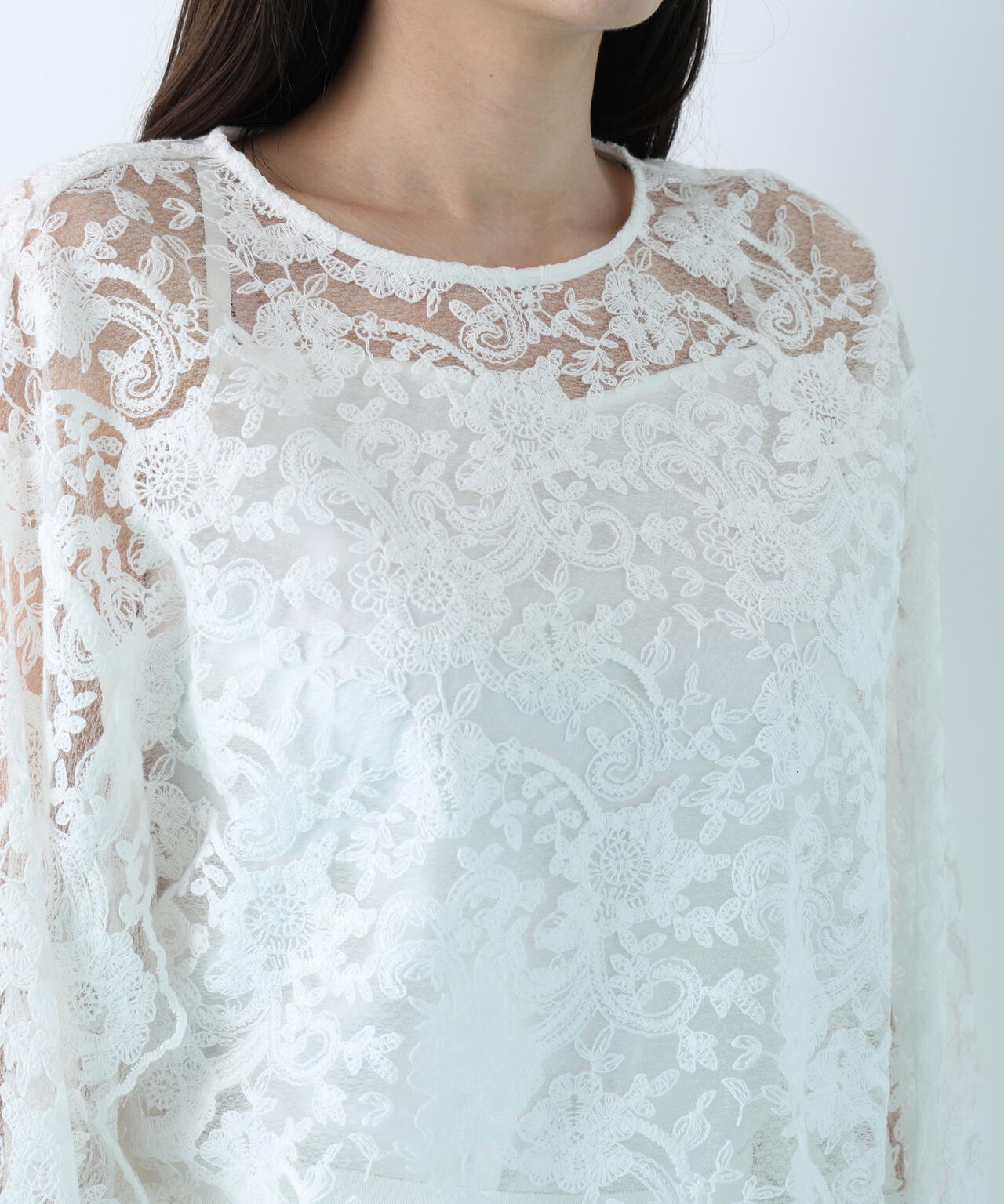 スカラレースブラウス