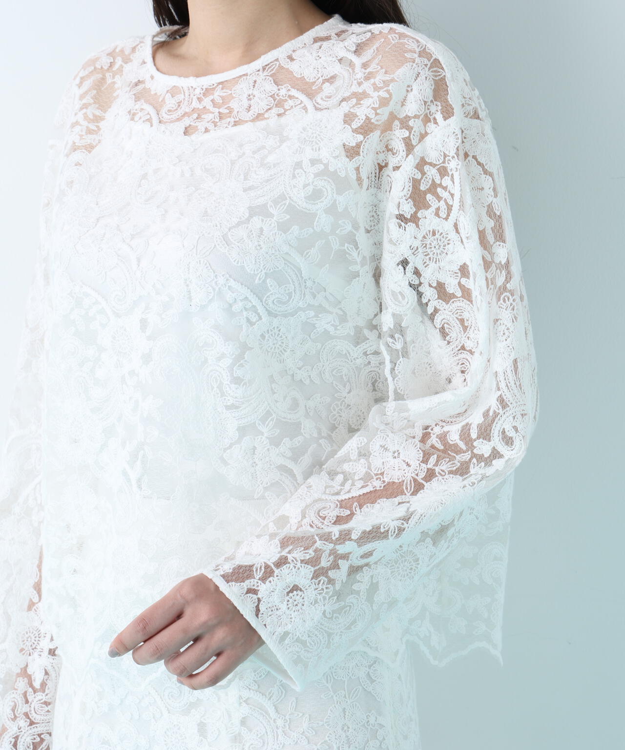 スカラレースブラウス