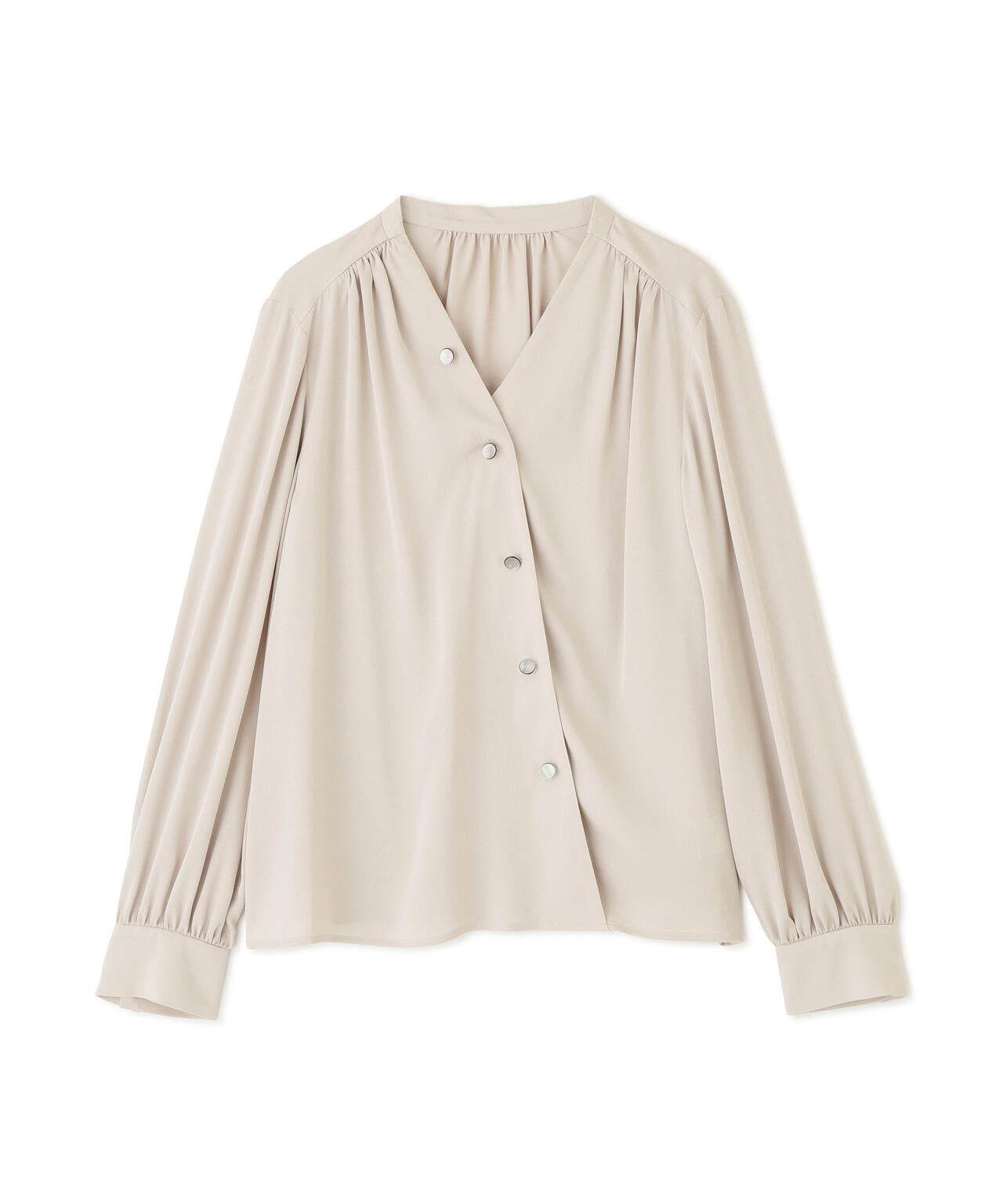 Vネックボタンブラウス