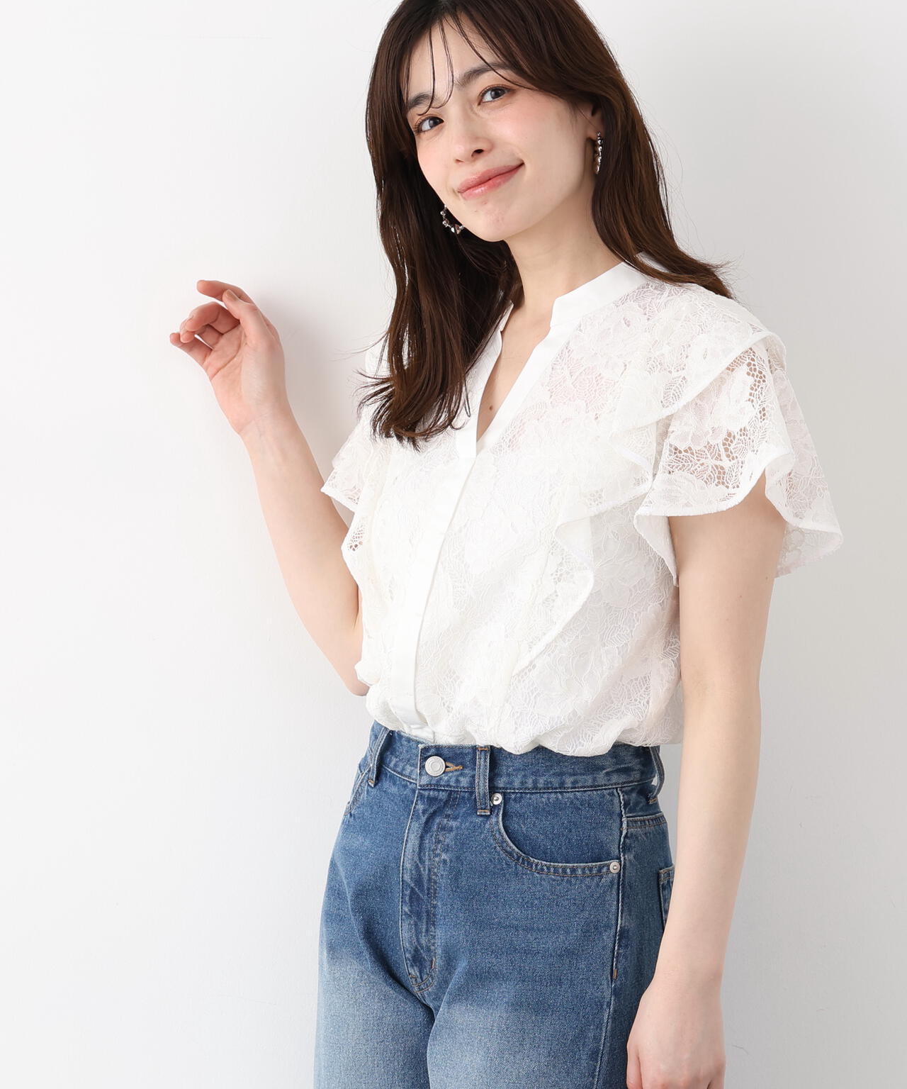 フラワーレースコンビブラウス