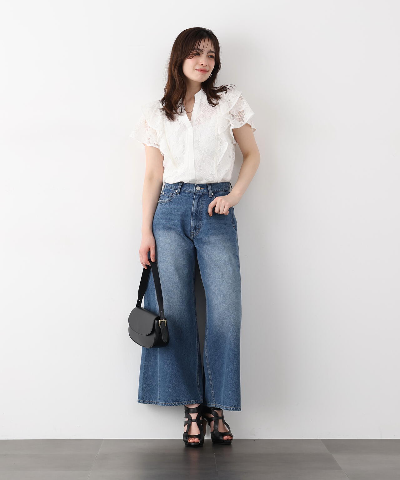 フラワーレースコンビブラウス