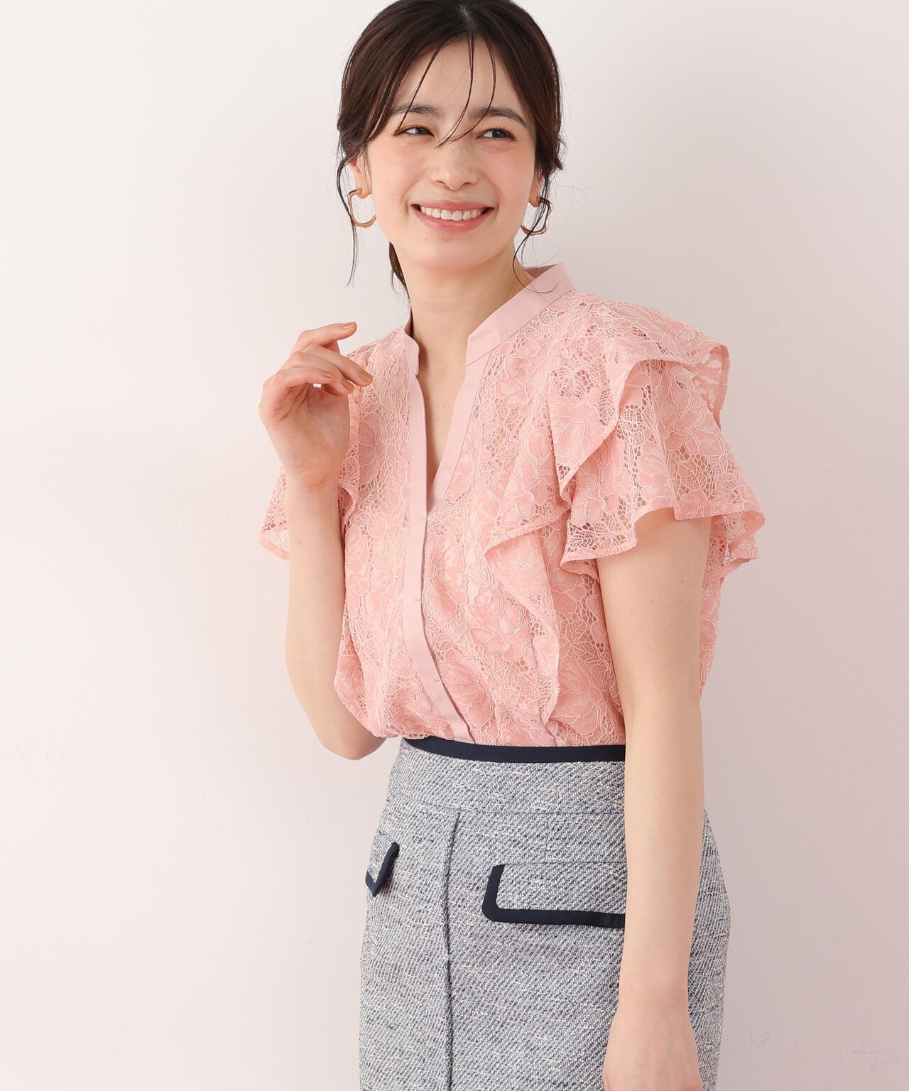 フラワーレースコンビブラウス