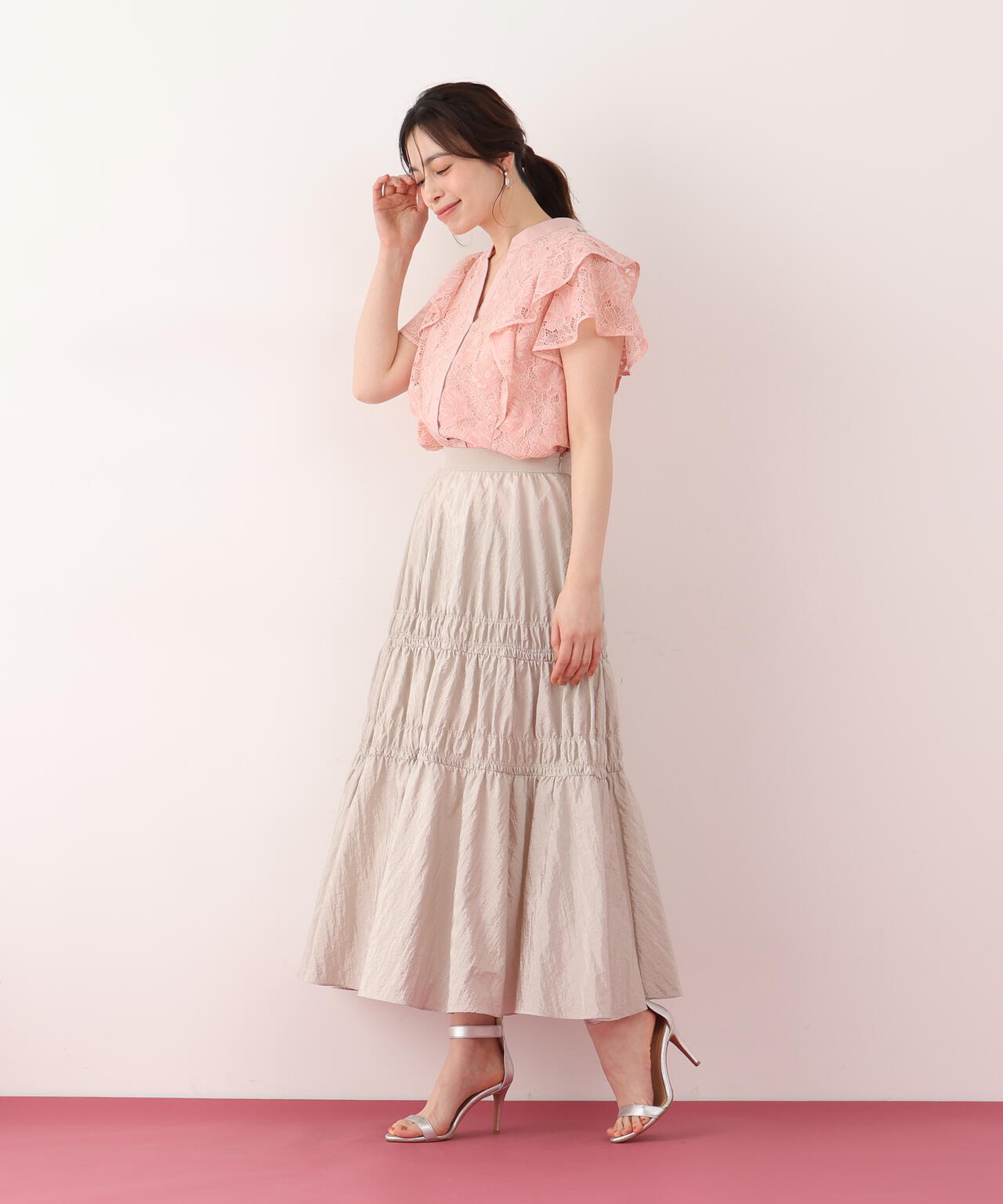 フラワーレースコンビブラウス