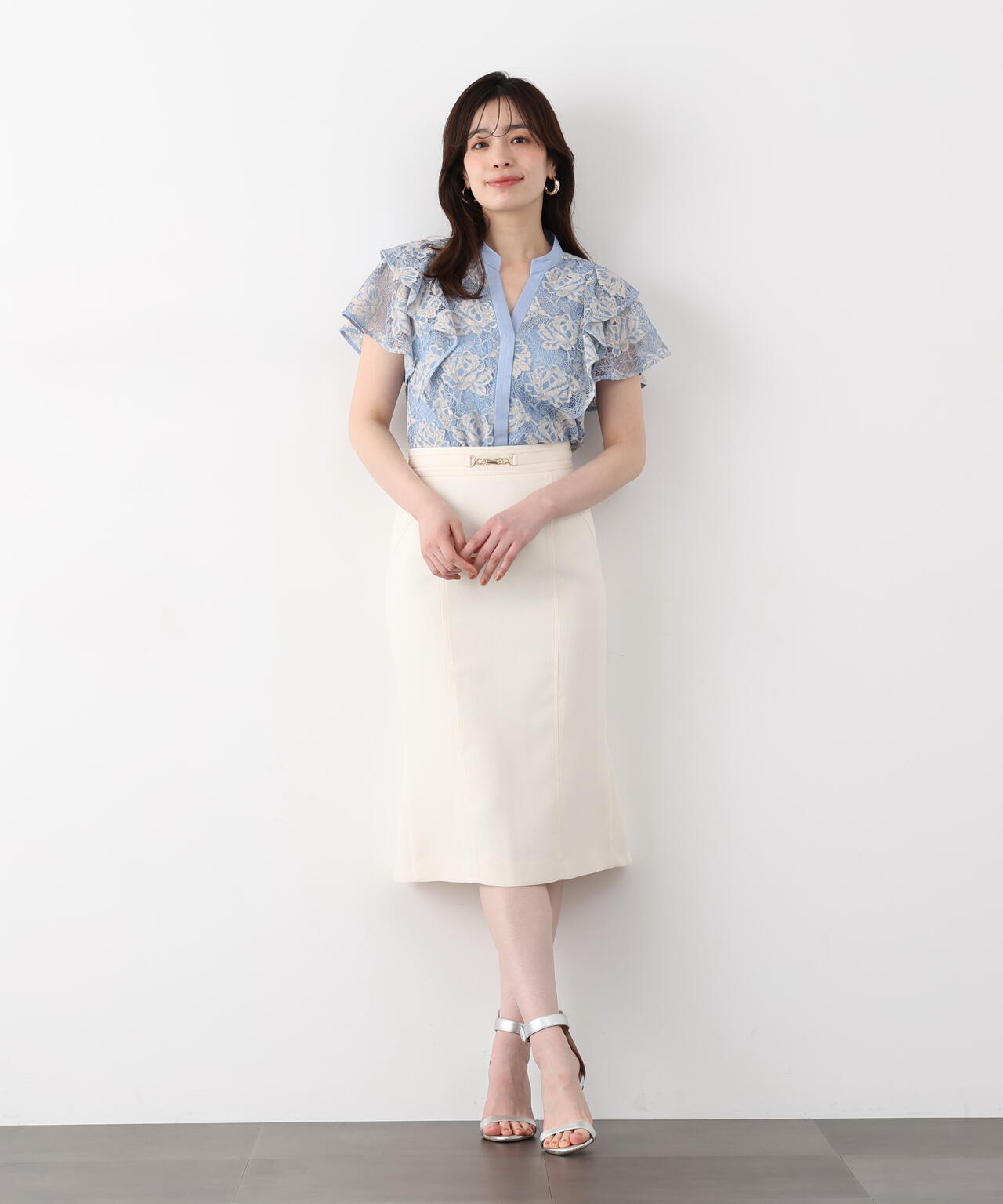 フラワーレースコンビブラウス